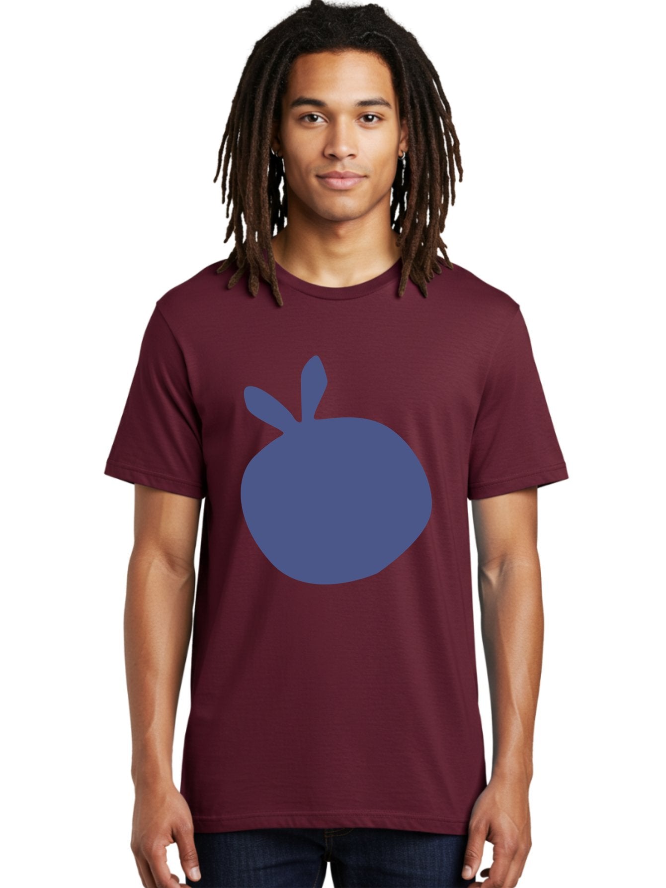 Blue-Apple Men'S Graphic Tee, 100% Cotton, Comfortable Casual Summer Wear, Machine Washable, Blue Apple, Simple Design, Minimalist Art, Blue Fruit, Digital Illustration, Apple Silhouette, Graphic Icon Aab604 19