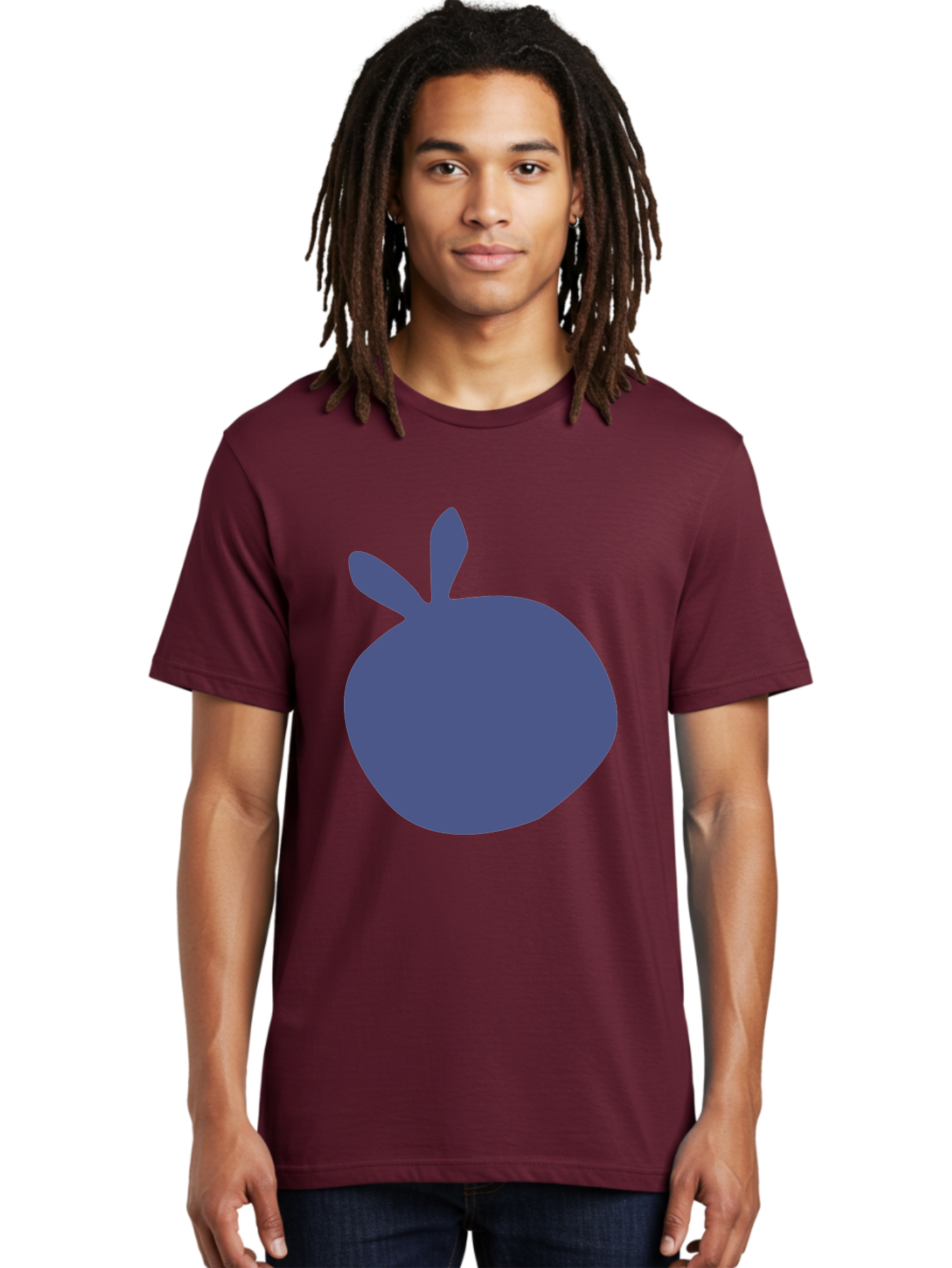 Blue-Apple Men'S Graphic Tee, 100% Cotton, Comfortable Casual Summer Wear, Machine Washable, Blue Apple, Simple Design, Minimalist Art, Blue Fruit, Digital Illustration, Apple Silhouette, Graphic Icon Aab604 22