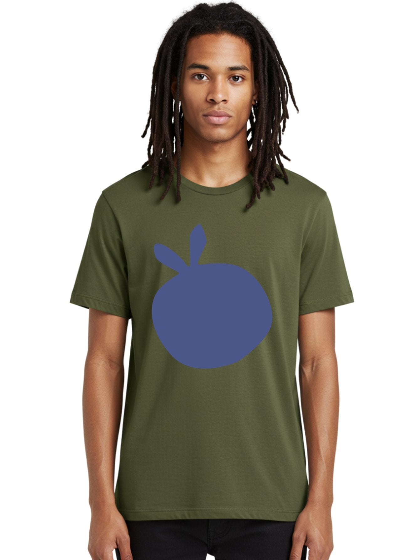 Blue-Apple Men'S Graphic Tee, 100% Cotton, Comfortable Casual Summer Wear, Machine Washable, Blue Apple, Simple Design, Minimalist Art, Blue Fruit, Digital Illustration, Apple Silhouette, Graphic Icon Aab604 22
