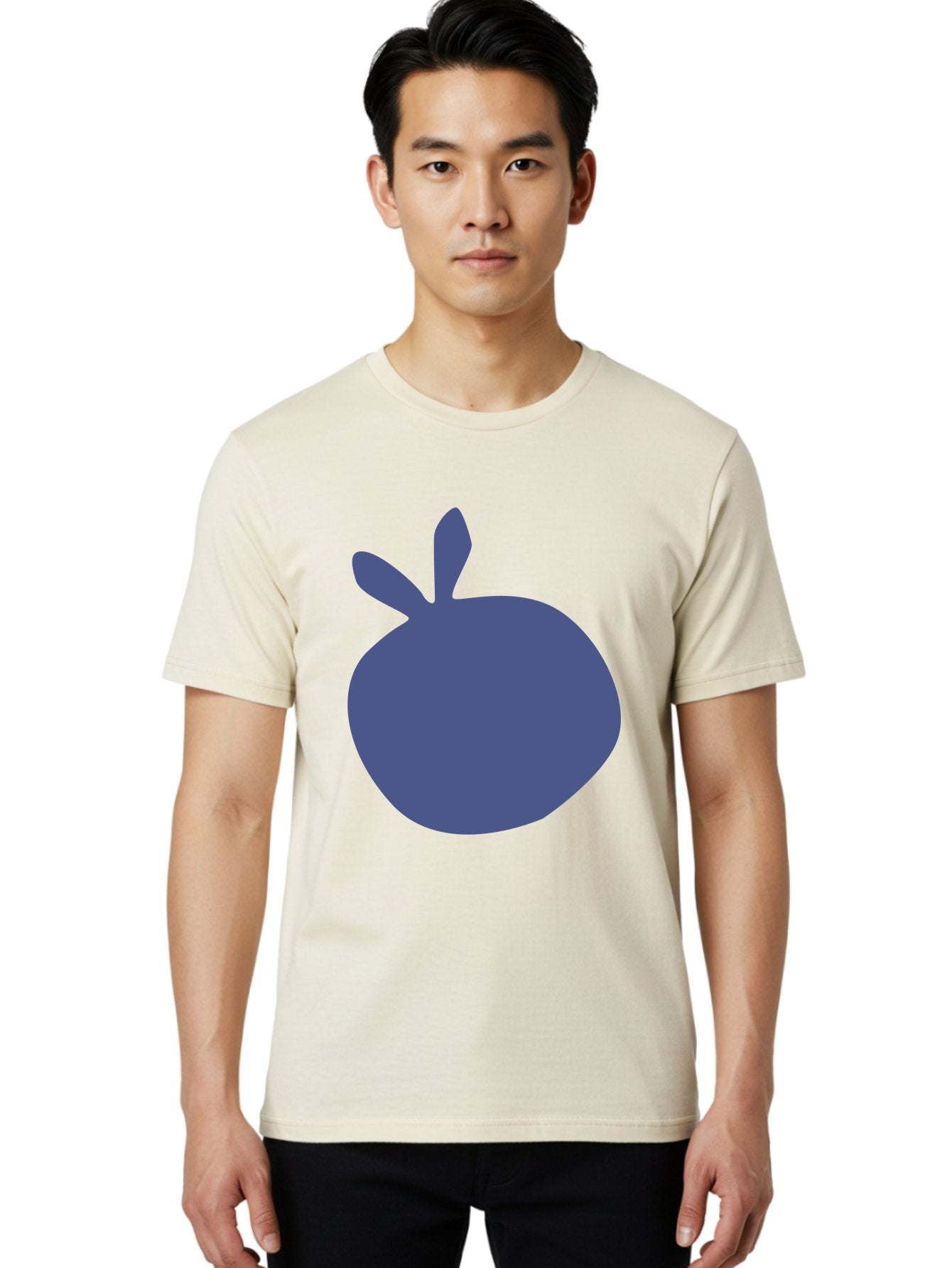 Blue-Apple Men'S Graphic Tee, 100% Cotton, Comfortable Casual Summer Wear, Machine Washable, Blue Apple, Simple Design, Minimalist Art, Blue Fruit, Digital Illustration, Apple Silhouette, Graphic Icon Aab604 30