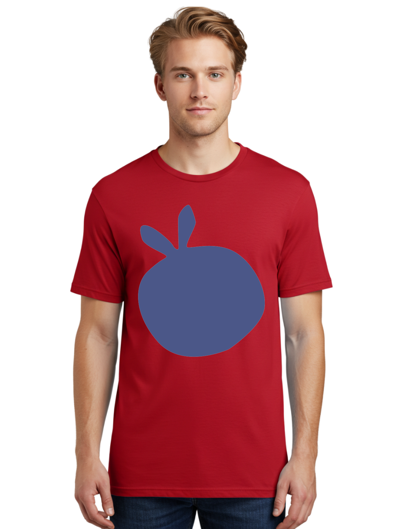 Blue-Apple Men'S Graphic Tee, 100% Cotton, Comfortable Casual Summer Wear, Machine Washable, Blue Apple, Simple Design, Minimalist Art, Blue Fruit, Digital Illustration, Apple Silhouette, Graphic Icon Aab604 20