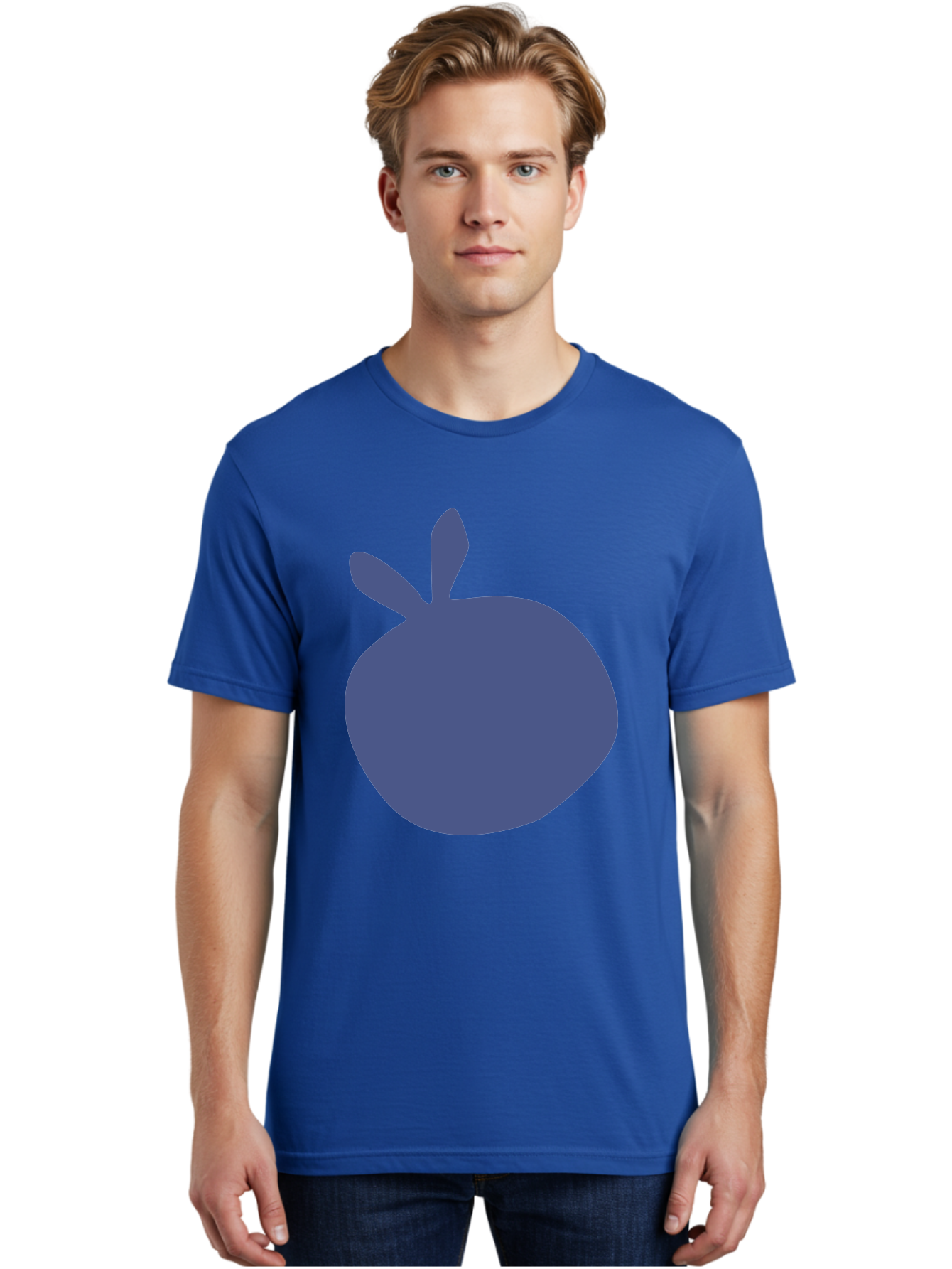Blue-Apple Men'S Graphic Tee, 100% Cotton, Comfortable Casual Summer Wear, Machine Washable, Blue Apple, Simple Design, Minimalist Art, Blue Fruit, Digital Illustration, Apple Silhouette, Graphic Icon Aab604 10