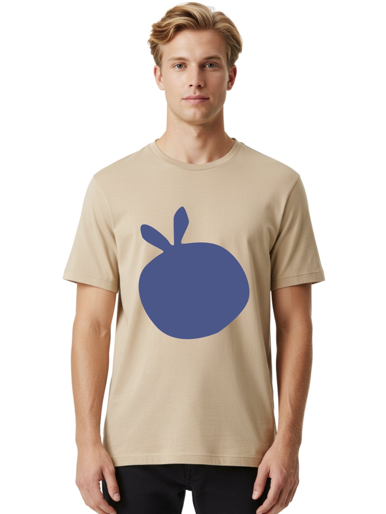 Blue-Apple Men'S Graphic Tee, 100% Cotton, Comfortable Casual Summer Wear, Machine Washable, Blue Apple, Simple Design, Minimalist Art, Blue Fruit, Digital Illustration, Apple Silhouette, Graphic Icon Aab604 20