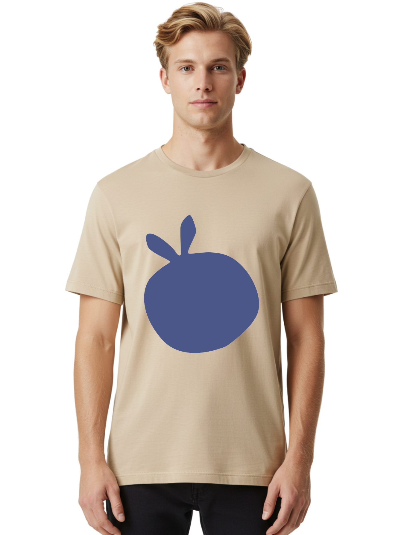 Blue-Apple Men'S Graphic Tee, 100% Cotton, Comfortable Casual Summer Wear, Machine Washable, Blue Apple, Simple Design, Minimalist Art, Blue Fruit, Digital Illustration, Apple Silhouette, Graphic Icon Aab604 30
