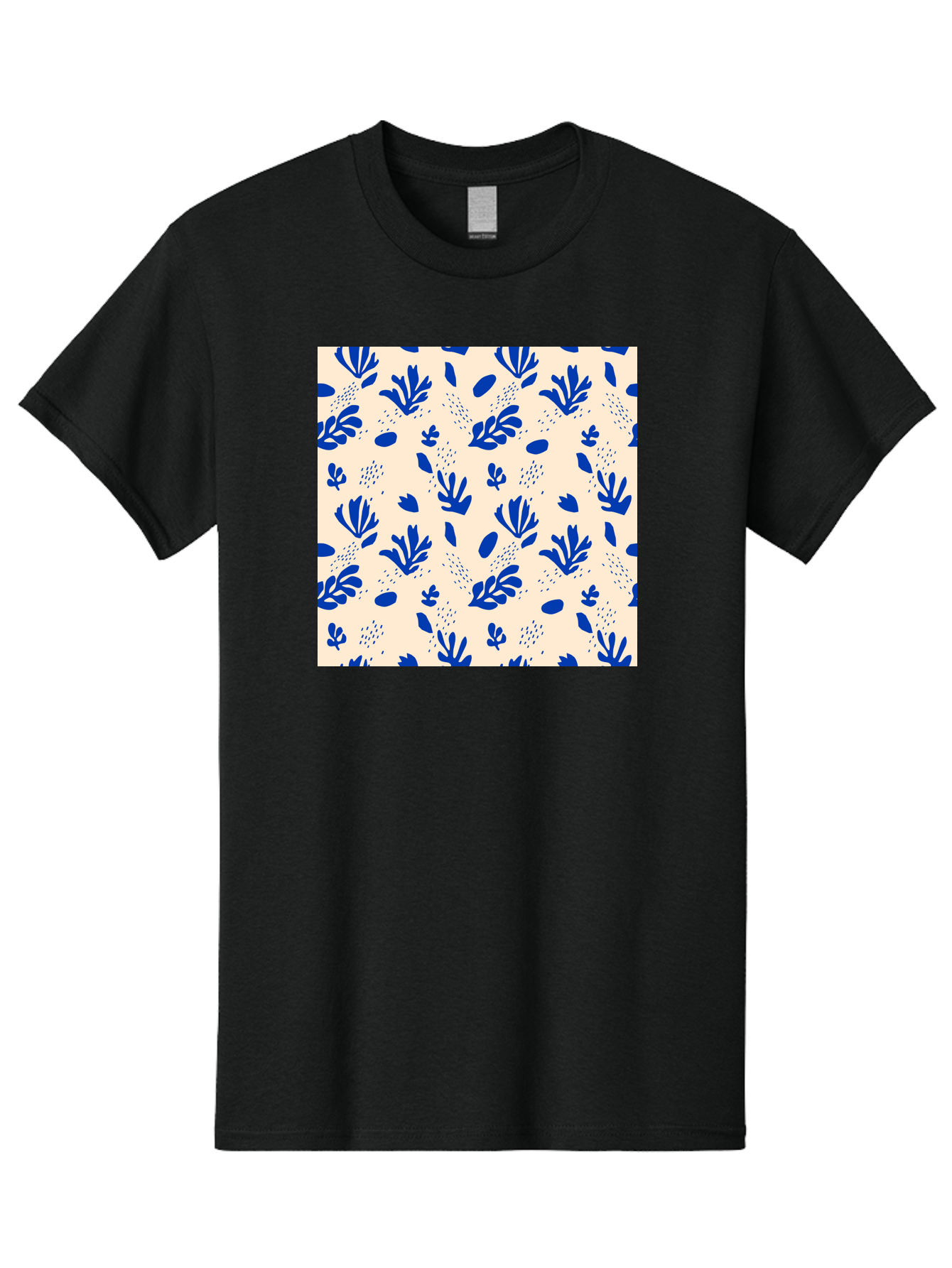 Blue-Florals Men'S Graphic Tee, 100% Cotton, Comfortable Casual Summer Wear, Machine Washable, Blue Flowers, Floral Pattern, Abstract Design, Minimalist Style, Botanical Elements, Decorative Motifs, Cream Background, Hand Drawn, Aab606 11