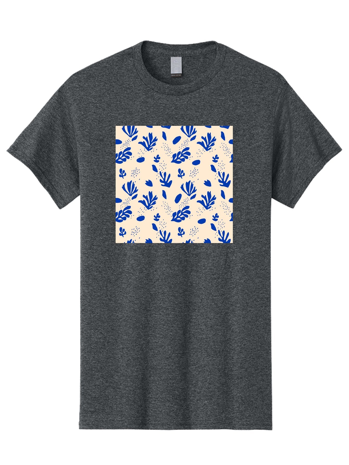 Blue-Florals Men'S Graphic Tee, 100% Cotton, Comfortable Casual Summer Wear, Machine Washable, Blue Flowers, Floral Pattern, Abstract Design, Minimalist Style, Botanical Elements, Decorative Motifs, Cream Background, Hand Drawn, Aab606 12