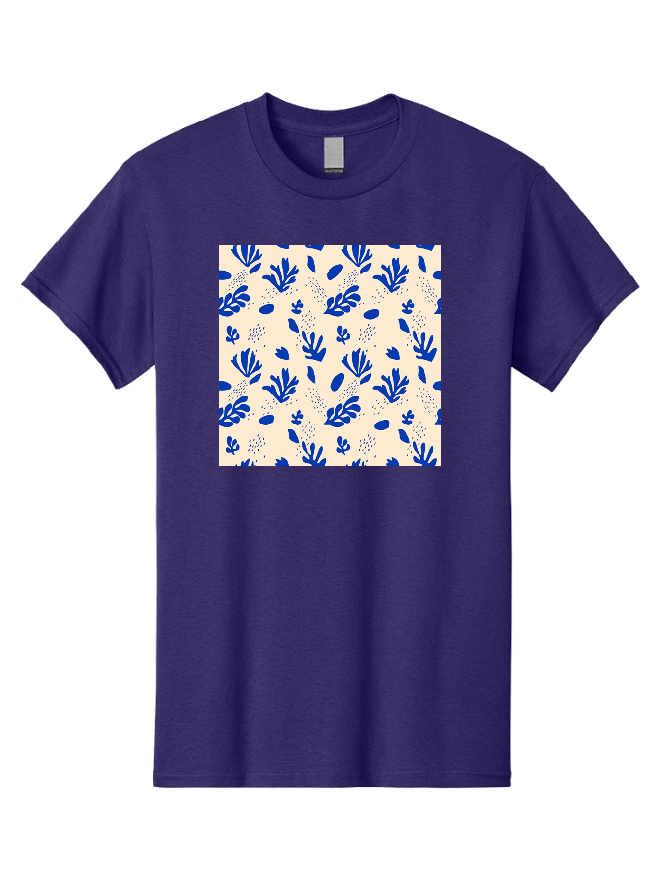 Blue-Florals Men'S Graphic Tee, 100% Cotton, Comfortable Casual Summer Wear, Machine Washable, Blue Flowers, Floral Pattern, Abstract Design, Minimalist Style, Botanical Elements, Decorative Motifs, Cream Background, Hand Drawn, Aab606 27