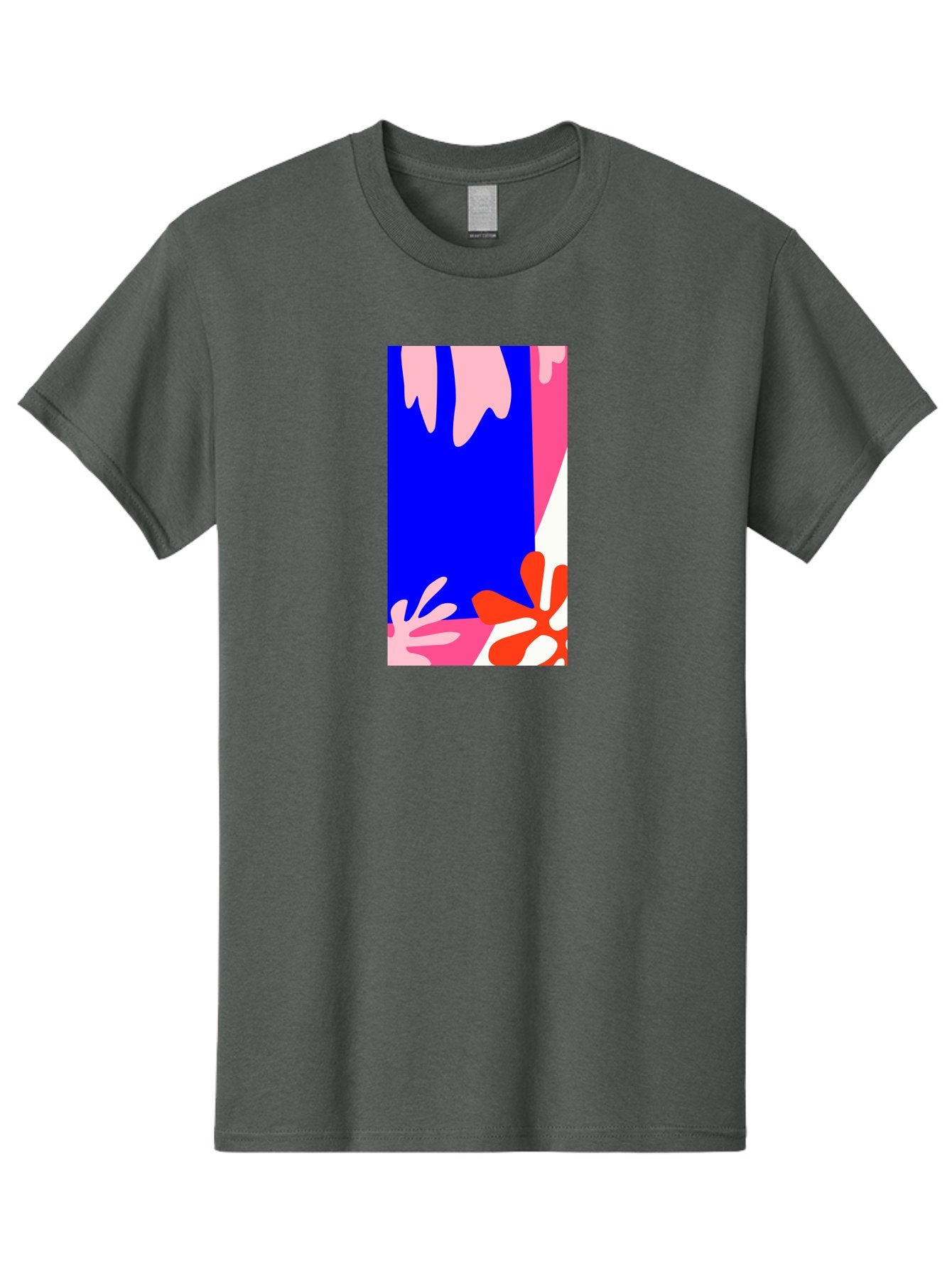 Blue-Strip Men'S Graphic Tee, 100% Cotton, Comfortable Casual Summer Wear, Machine Washable, Abstract Floral Pattern, Vibrant Colors, Blue Background, Pink And Red Flowers, Artistic Design, Modern Art, Colorful Illustration, Floral Motif Aab607 5