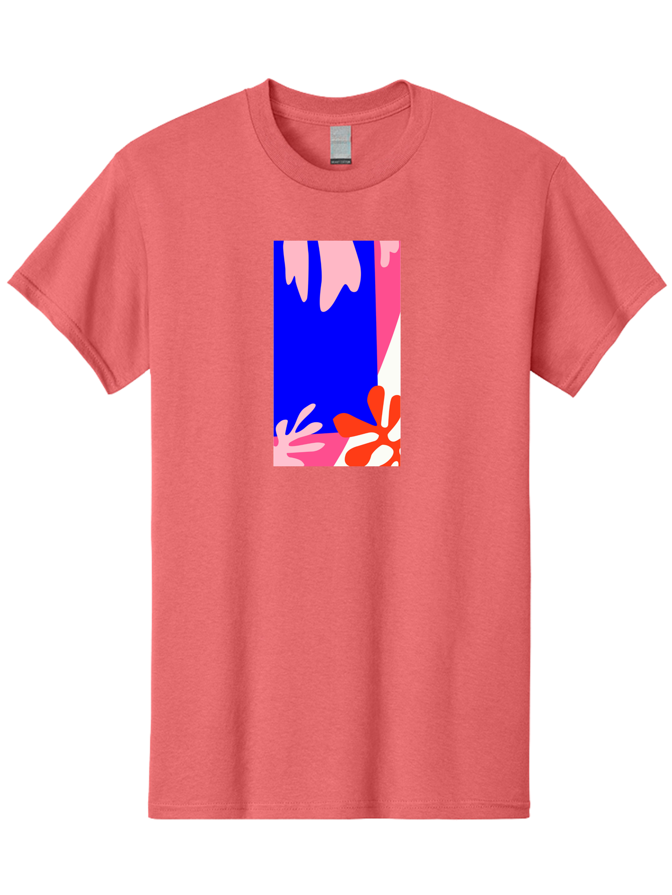 Blue-Strip Men'S Graphic Tee, 100% Cotton, Comfortable Casual Summer Wear, Machine Washable, Abstract Floral Pattern, Vibrant Colors, Blue Background, Pink And Red Flowers, Artistic Design, Modern Art, Colorful Illustration, Floral Motif Aab607 7