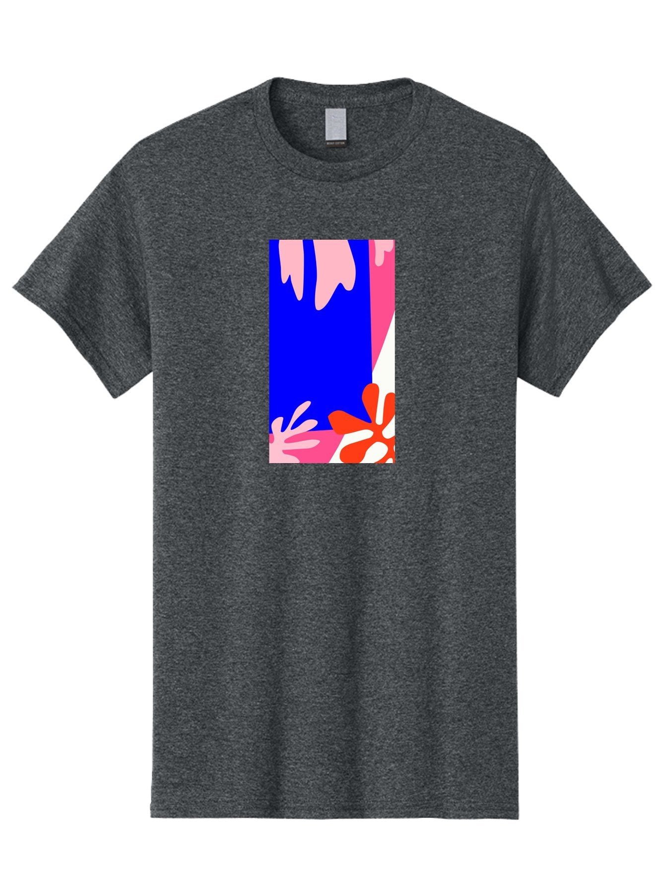 Blue-Strip Men'S Graphic Tee, 100% Cotton, Comfortable Casual Summer Wear, Machine Washable, Abstract Floral Pattern, Vibrant Colors, Blue Background, Pink And Red Flowers, Artistic Design, Modern Art, Colorful Illustration, Floral Motif Aab607 3