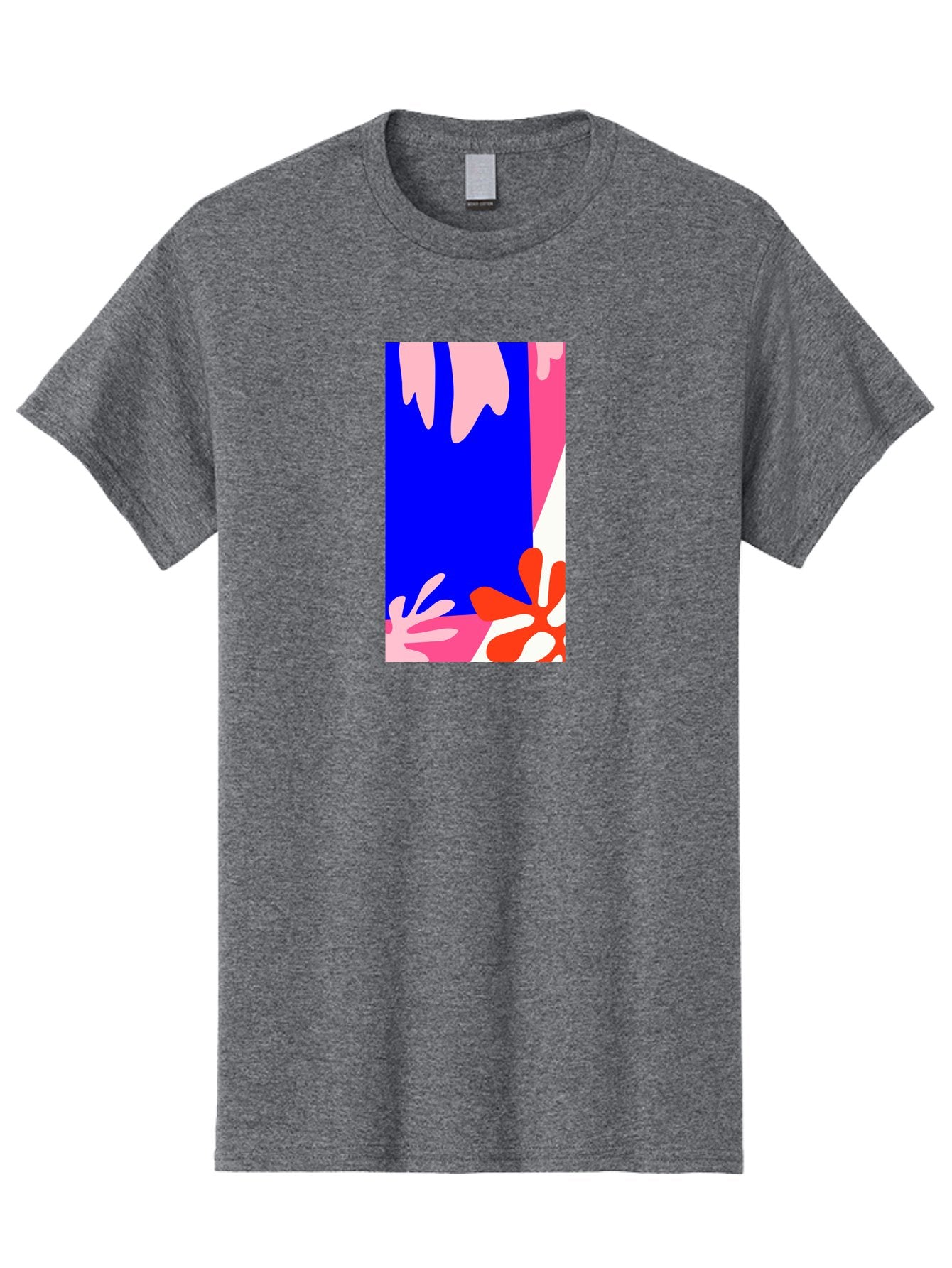 Blue-Strip Men'S Graphic Tee, 100% Cotton, Comfortable Casual Summer Wear, Machine Washable, Abstract Floral Pattern, Vibrant Colors, Blue Background, Pink And Red Flowers, Artistic Design, Modern Art, Colorful Illustration, Floral Motif Aab607 14
