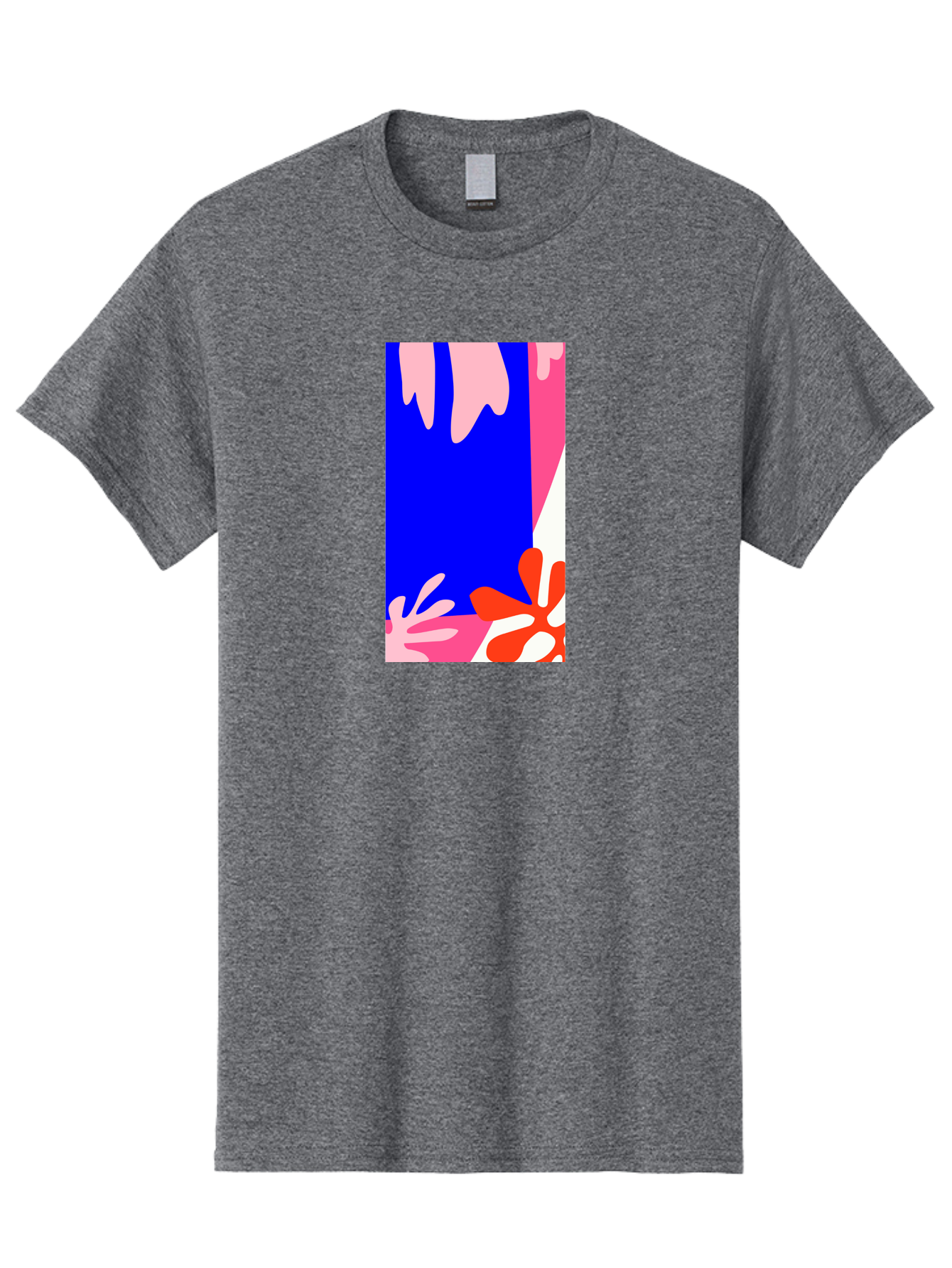 Blue-Strip Men'S Graphic Tee, 100% Cotton, Comfortable Casual Summer Wear, Machine Washable, Abstract Floral Pattern, Vibrant Colors, Blue Background, Pink And Red Flowers, Artistic Design, Modern Art, Colorful Illustration, Floral Motif Aab607 3