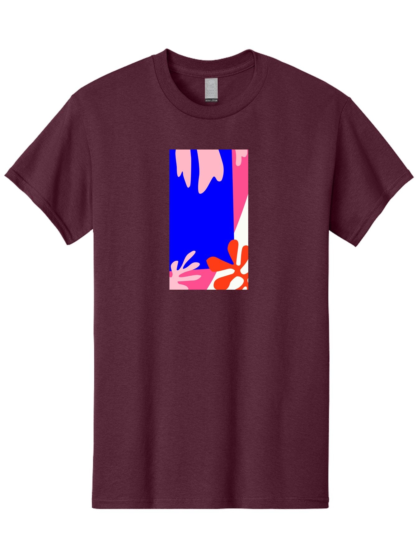 Blue-Strip Men'S Graphic Tee, 100% Cotton, Comfortable Casual Summer Wear, Machine Washable, Abstract Floral Pattern, Vibrant Colors, Blue Background, Pink And Red Flowers, Artistic Design, Modern Art, Colorful Illustration, Floral Motif Aab607 6