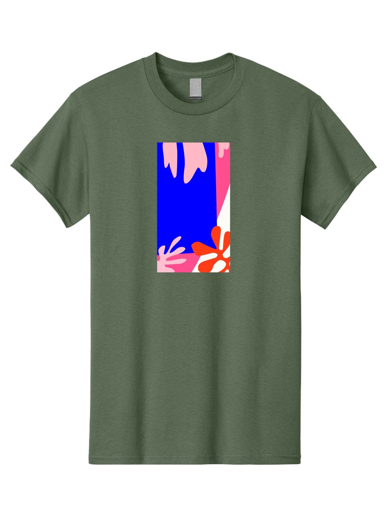 Blue-Strip Men'S Graphic Tee, 100% Cotton, Comfortable Casual Summer Wear, Machine Washable, Abstract Floral Pattern, Vibrant Colors, Blue Background, Pink And Red Flowers, Artistic Design, Modern Art, Colorful Illustration, Floral Motif Aab607 10