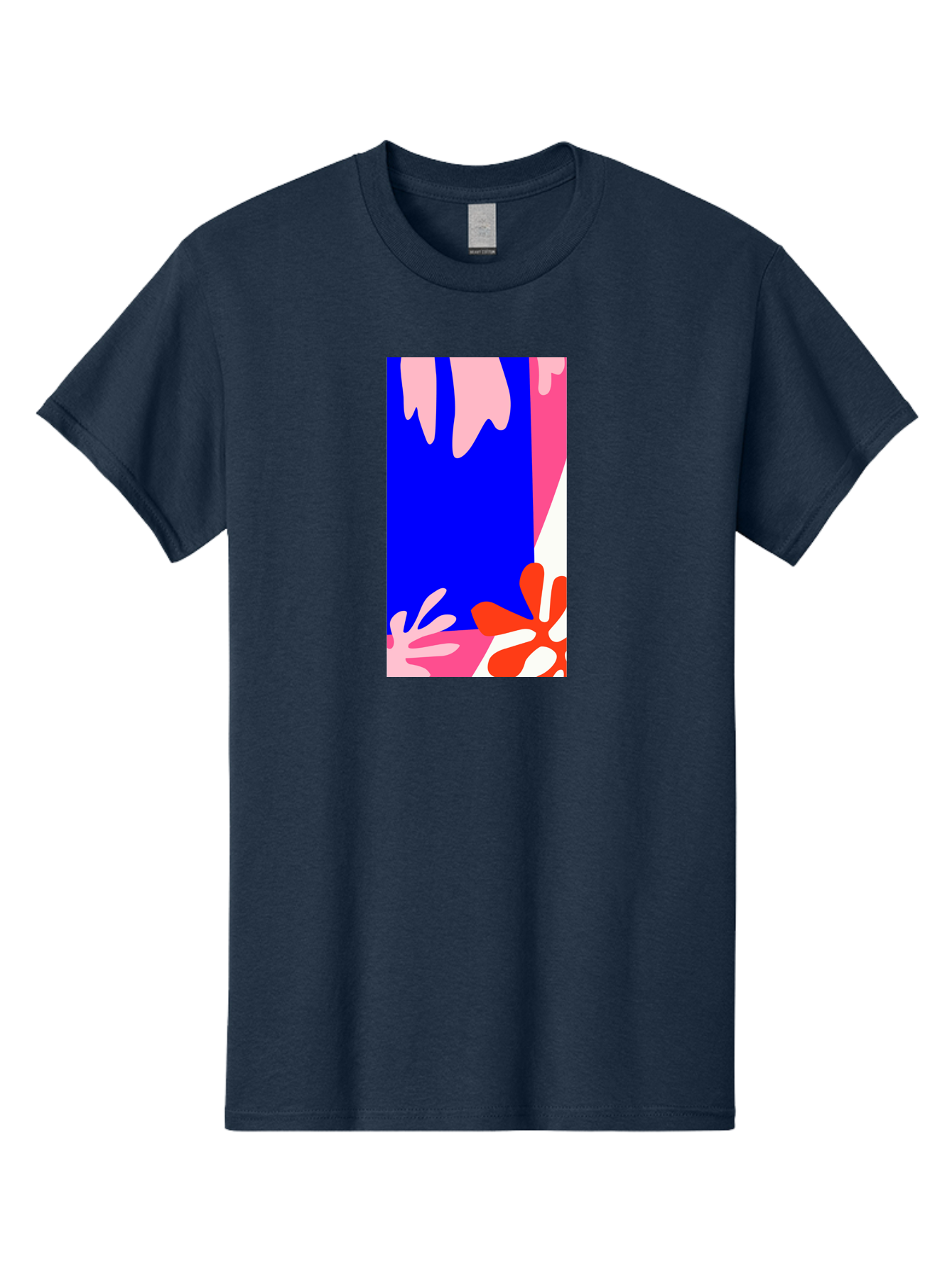Blue-Strip Men'S Graphic Tee, 100% Cotton, Comfortable Casual Summer Wear, Machine Washable, Abstract Floral Pattern, Vibrant Colors, Blue Background, Pink And Red Flowers, Artistic Design, Modern Art, Colorful Illustration, Floral Motif Aab607 19