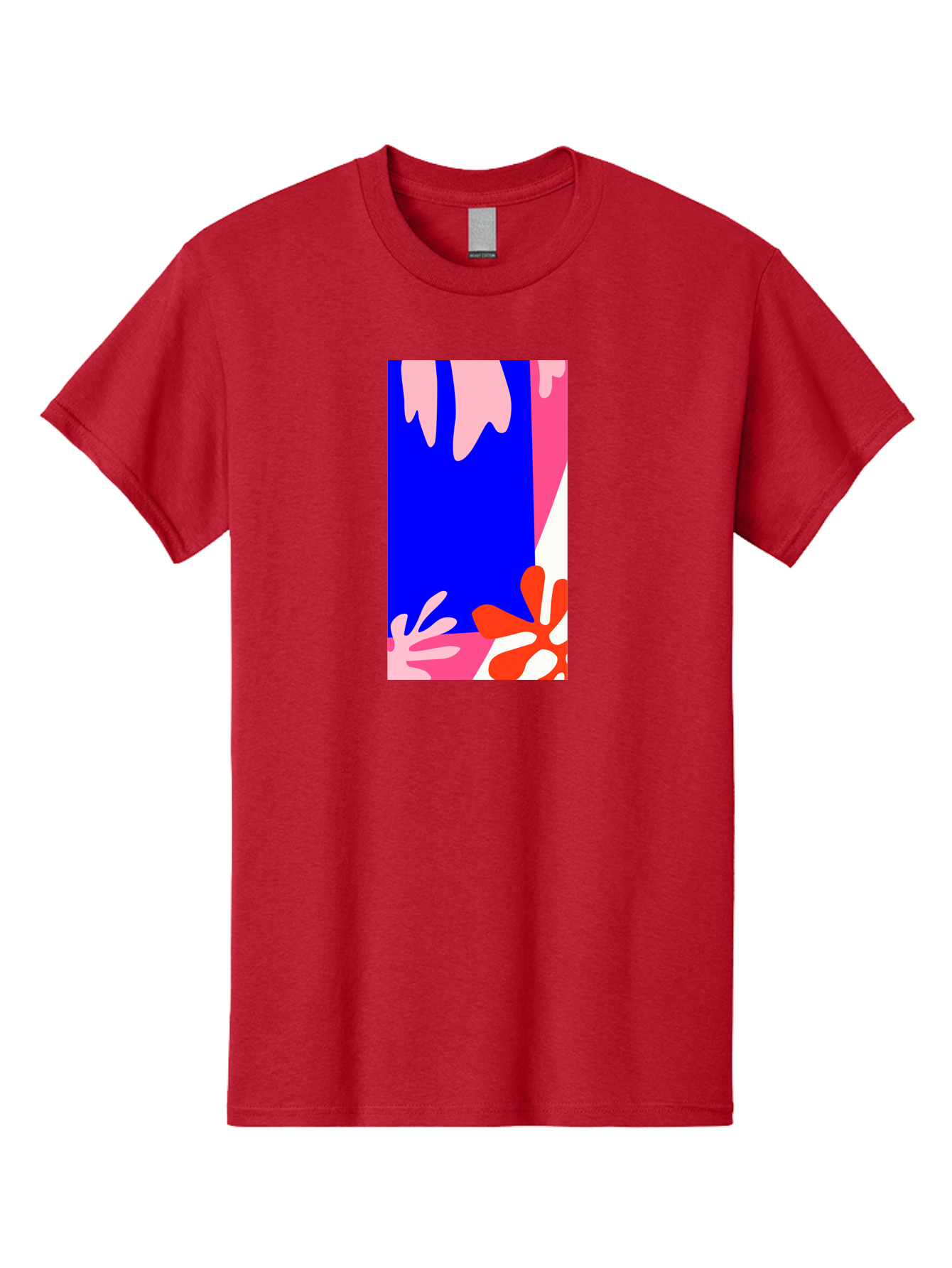 Blue-Strip Men'S Graphic Tee, 100% Cotton, Comfortable Casual Summer Wear, Machine Washable, Abstract Floral Pattern, Vibrant Colors, Blue Background, Pink And Red Flowers, Artistic Design, Modern Art, Colorful Illustration, Floral Motif Aab607 5