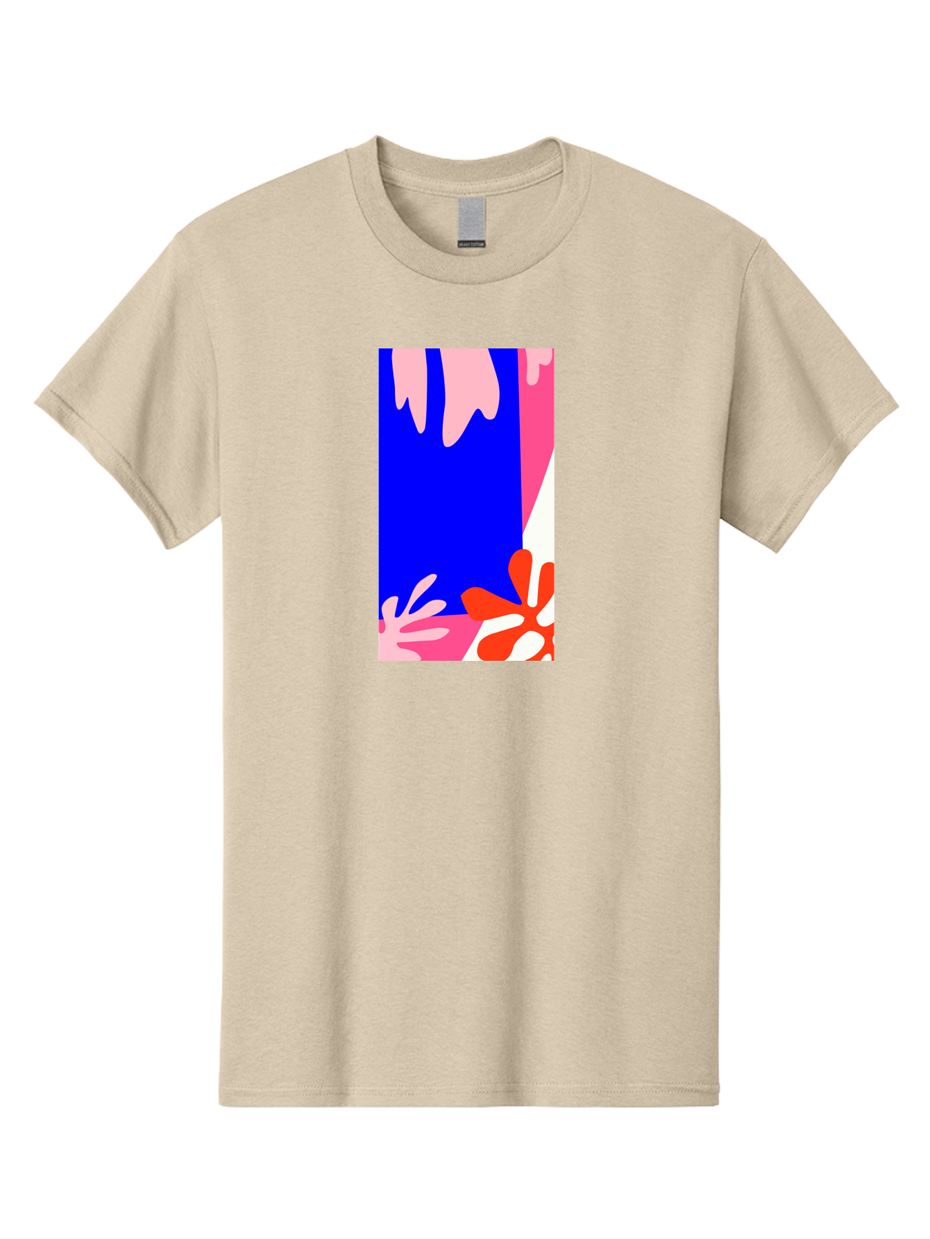 Blue-Strip Men'S Graphic Tee, 100% Cotton, Comfortable Casual Summer Wear, Machine Washable, Abstract Floral Pattern, Vibrant Colors, Blue Background, Pink And Red Flowers, Artistic Design, Modern Art, Colorful Illustration, Floral Motif Aab607 11