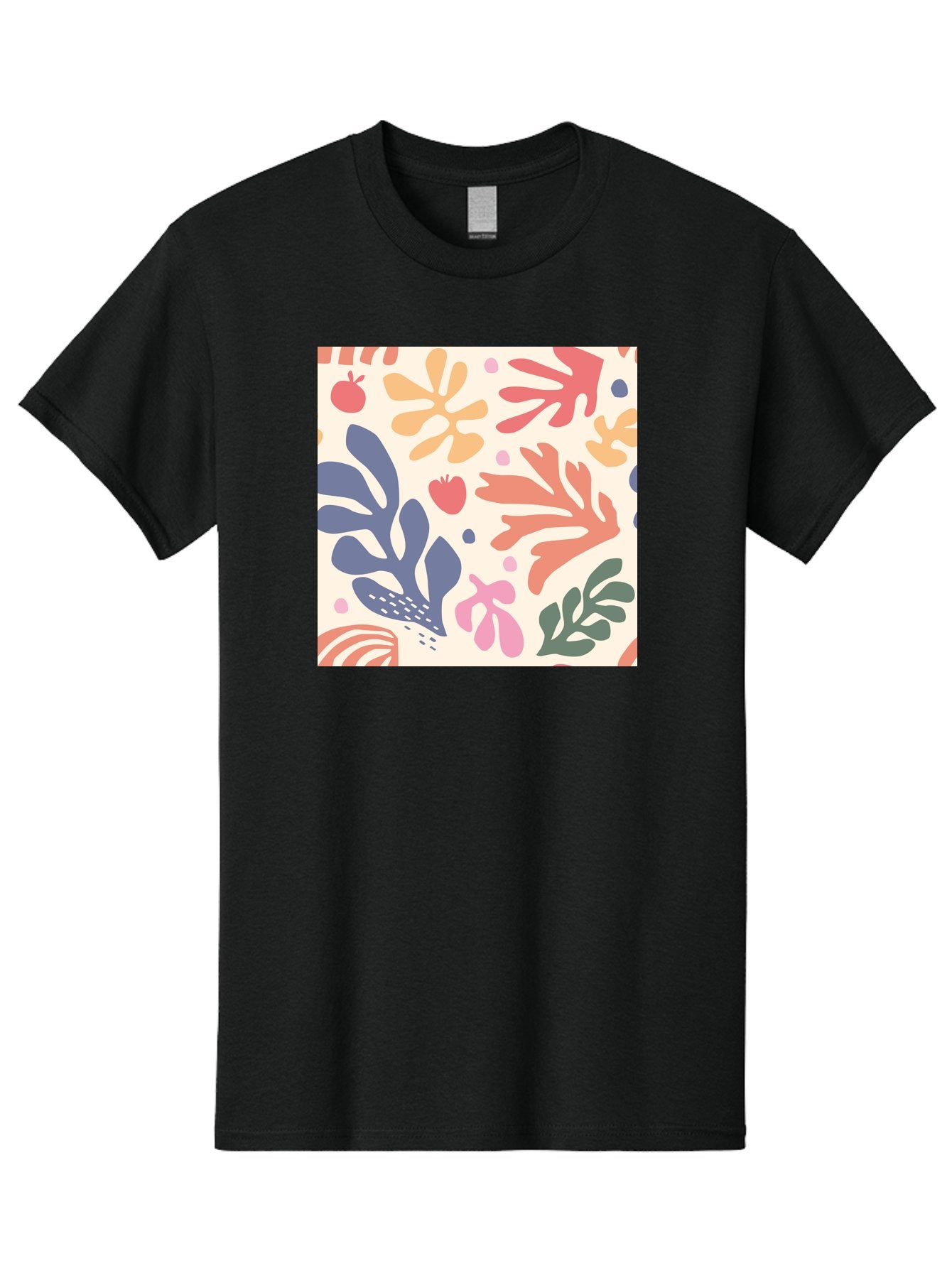 Colorful-Floral-Pattern Men'S Graphic Tee, 100% Cotton, Comfortable Casual Summer Wear, Machine Washable, Colorful Floral Pattern, Abstract Flowers, Vibrant Colors, Playful Design, Whimsical Elements, Artistic Illustration, Red Apple, Aab608 10