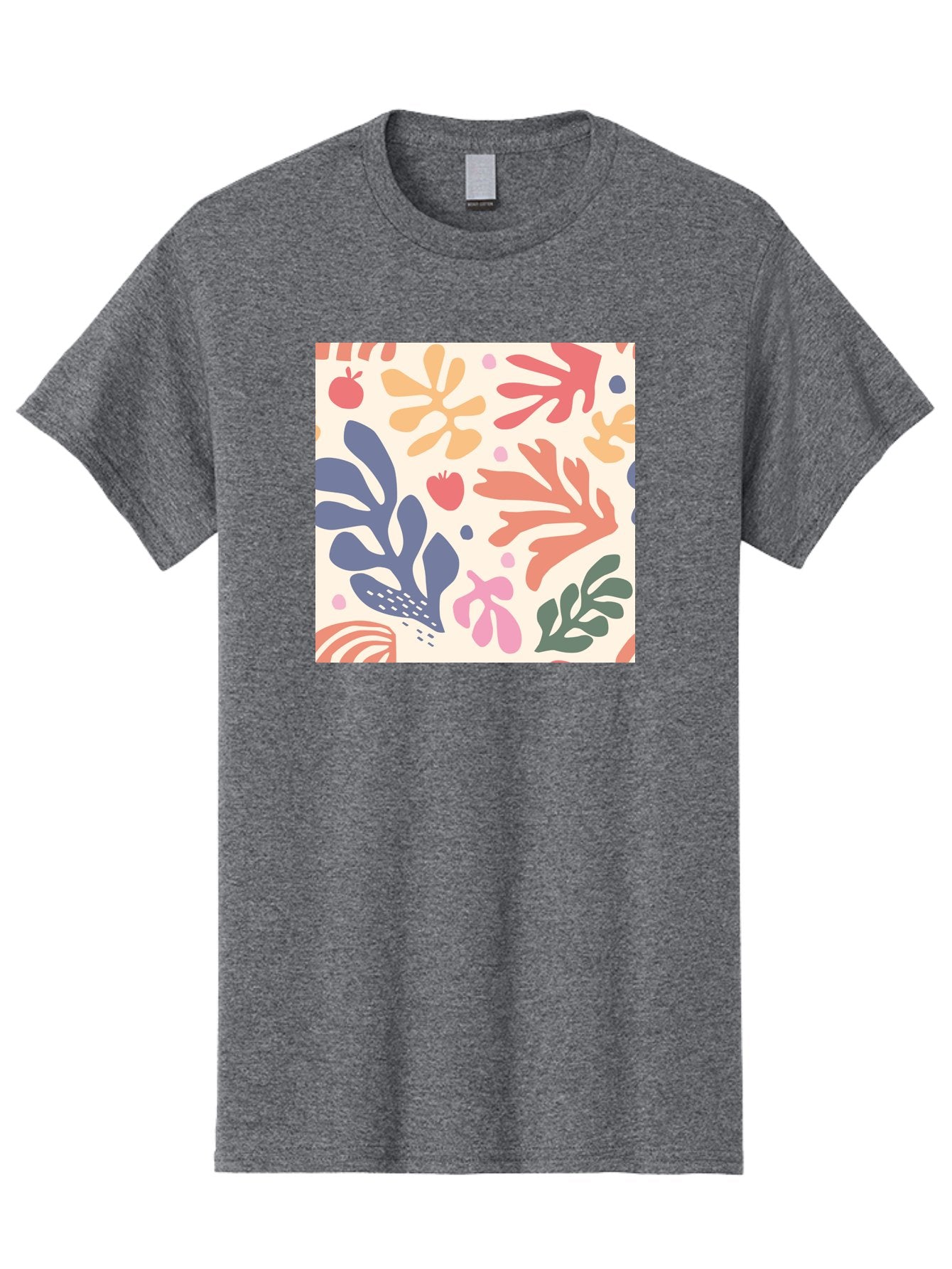 Colorful-Floral-Pattern Men'S Graphic Tee, 100% Cotton, Comfortable Casual Summer Wear, Machine Washable, Colorful Floral Pattern, Abstract Flowers, Vibrant Colors, Playful Design, Whimsical Elements, Artistic Illustration, Red Apple, Aab608 11