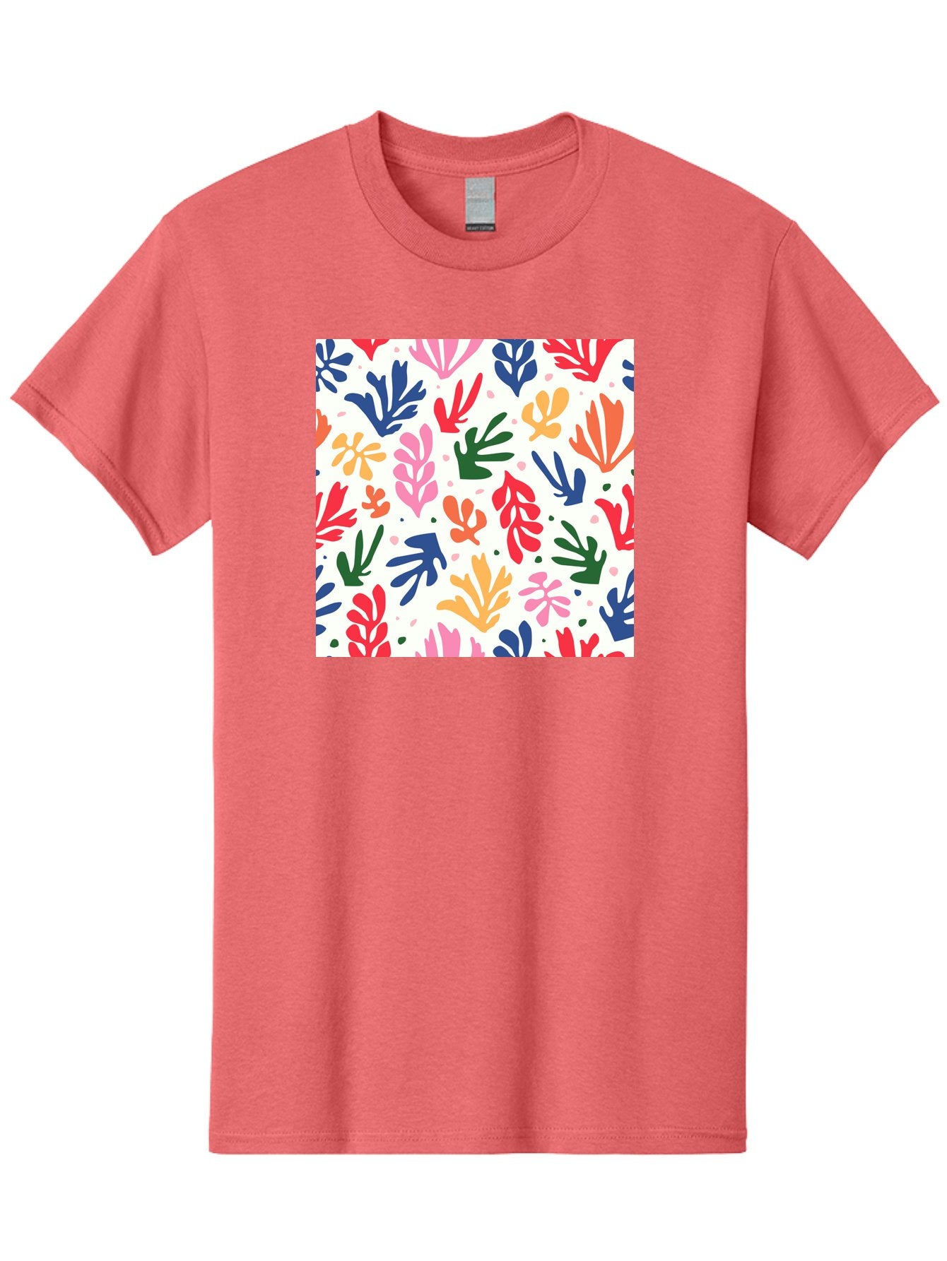 Colorful-Leaves-Pattern Men'S Graphic Tee, 100% Cotton, Comfortable Casual Summer Wear, Machine Washable, Colorful Leaves, Floral Pattern, Vibrant Colors, Playful Design, Abstract Shapes, Whimsical Artwork, Artistic Expression, Aab609 5