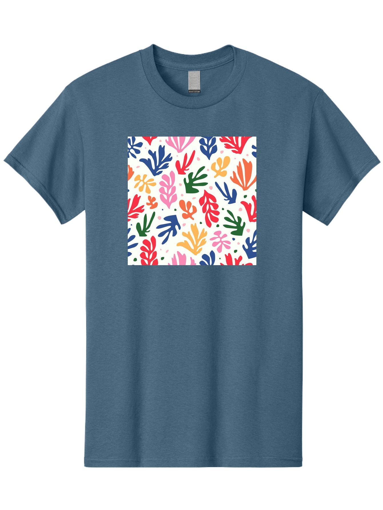 Colorful-Leaves-Pattern Men'S Graphic Tee, 100% Cotton, Comfortable Casual Summer Wear, Machine Washable, Colorful Leaves, Floral Pattern, Vibrant Colors, Playful Design, Abstract Shapes, Whimsical Artwork, Artistic Expression, Aab609 4