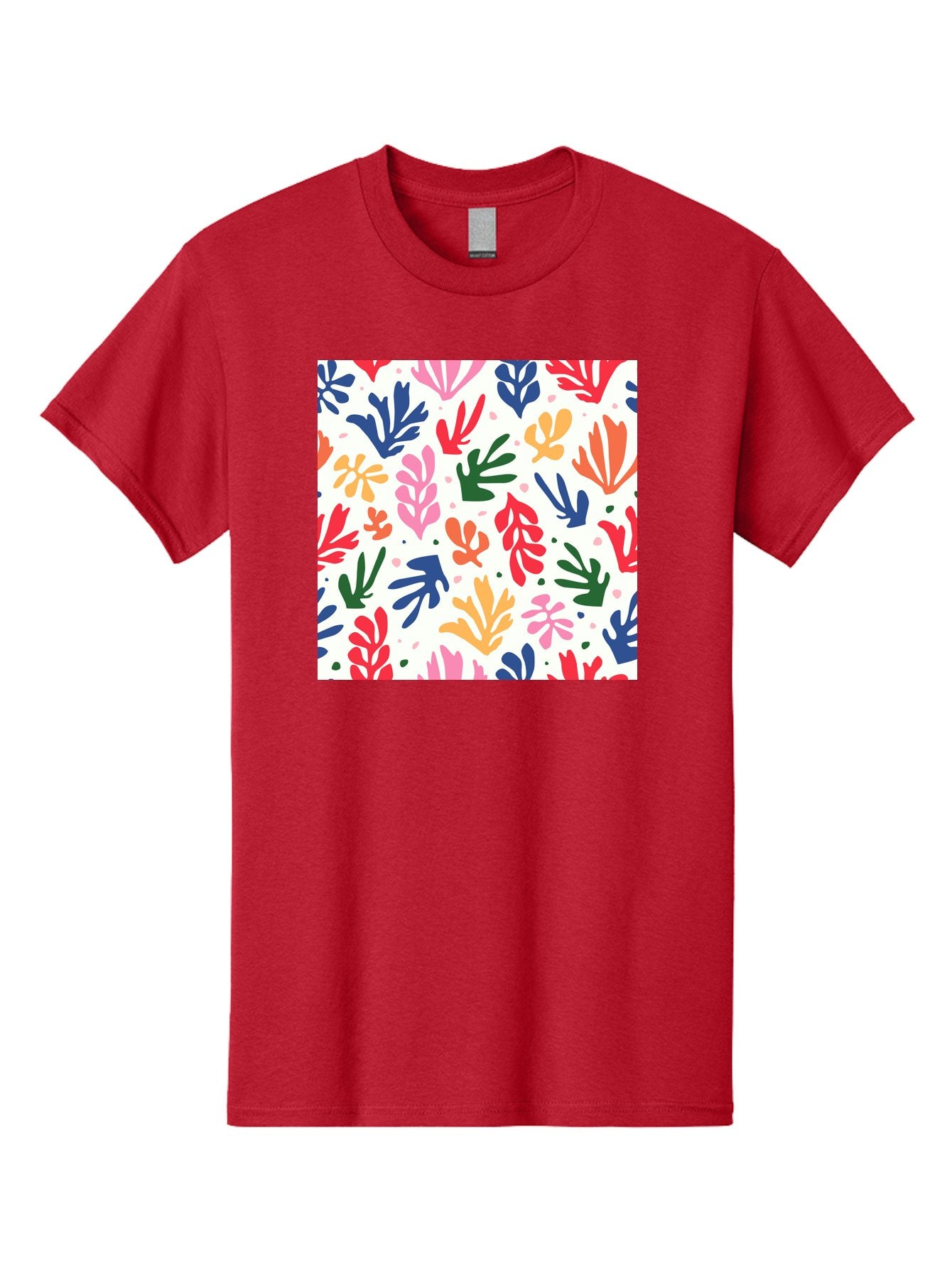 Colorful-Leaves-Pattern Men'S Graphic Tee, 100% Cotton, Comfortable Casual Summer Wear, Machine Washable, Colorful Leaves, Floral Pattern, Vibrant Colors, Playful Design, Abstract Shapes, Whimsical Artwork, Artistic Expression, Aab609