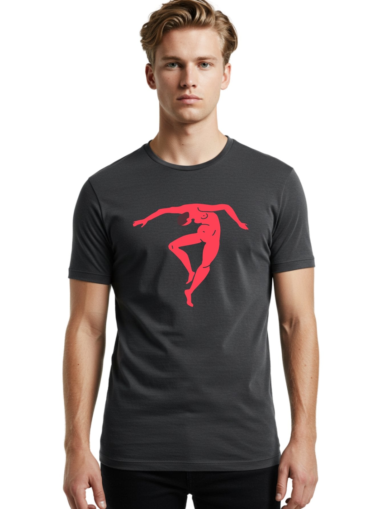 Dancer-2 Men'S Graphic Tee, 100% Cotton, Comfortable Casual Summer Wear, Machine Washable, Dynamic Pose, Human Figure, Dance Movement, Abstract Art, Minimalist Design, Modern Dance, Fluid Motion, Stylized Illustration Aab611 20