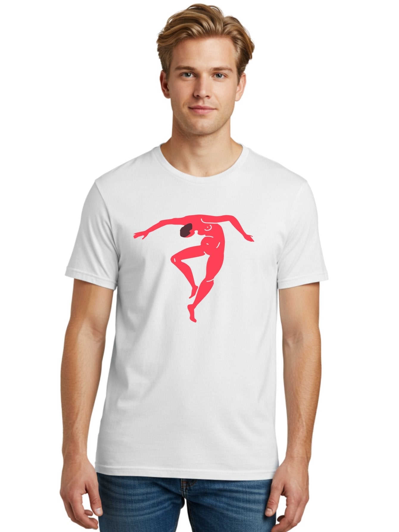Dancer-2 Men'S Graphic Tee, 100% Cotton, Comfortable Casual Summer Wear, Machine Washable, Dynamic Pose, Human Figure, Dance Movement, Abstract Art, Minimalist Design, Modern Dance, Fluid Motion, Stylized Illustration Aab611 23