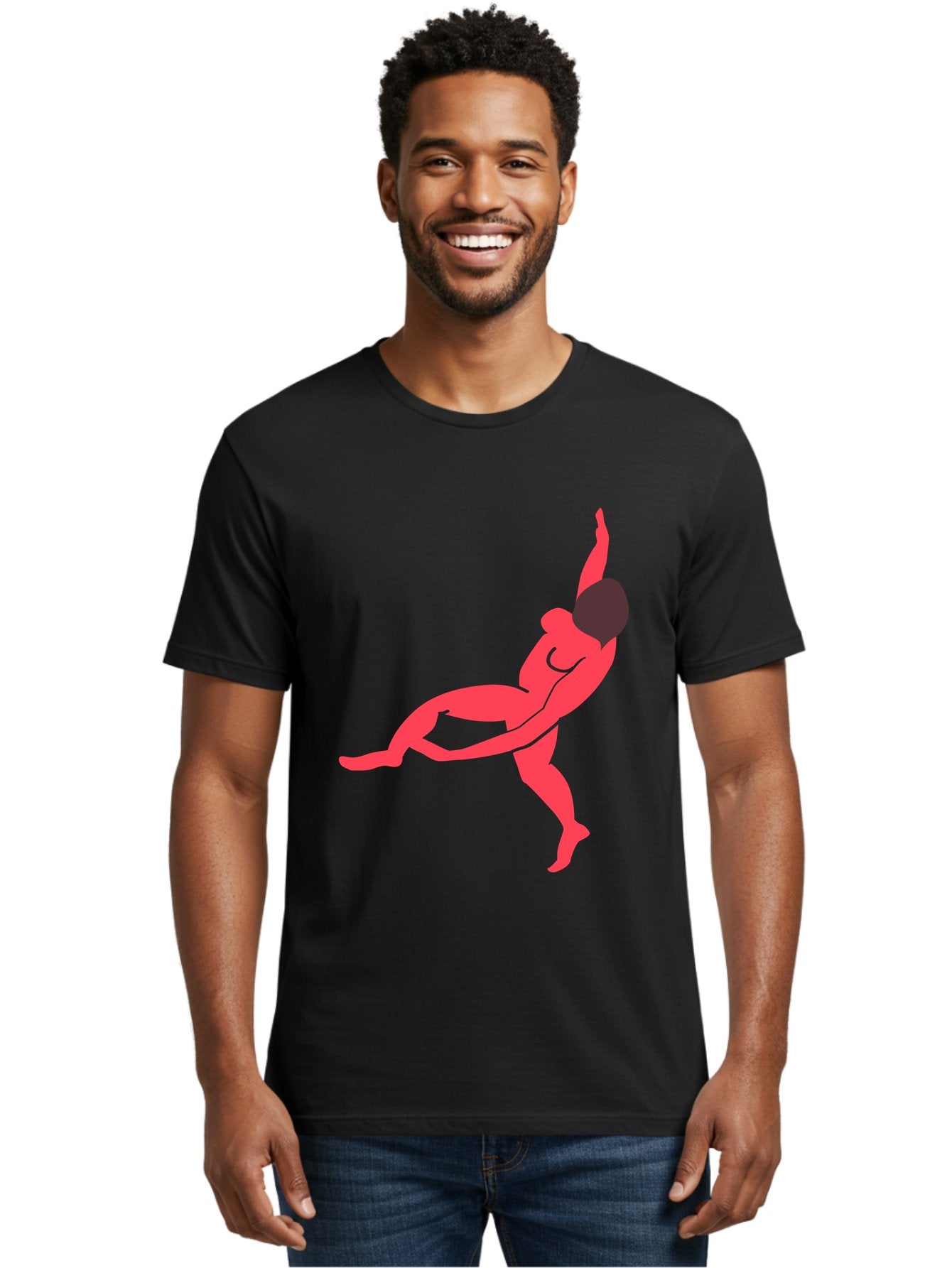 Dancer-4 Men'S Graphic Tee, 100% Cotton, Comfortable Casual Summer Wear, Machine Washable, Dancer In Motion, Flexible Pose, Dynamic Movement, Red Silhouette, Abstract Art, Contemporary Design, Artistic Expression, Fluid Body, Modern Dance, Aab613 29
