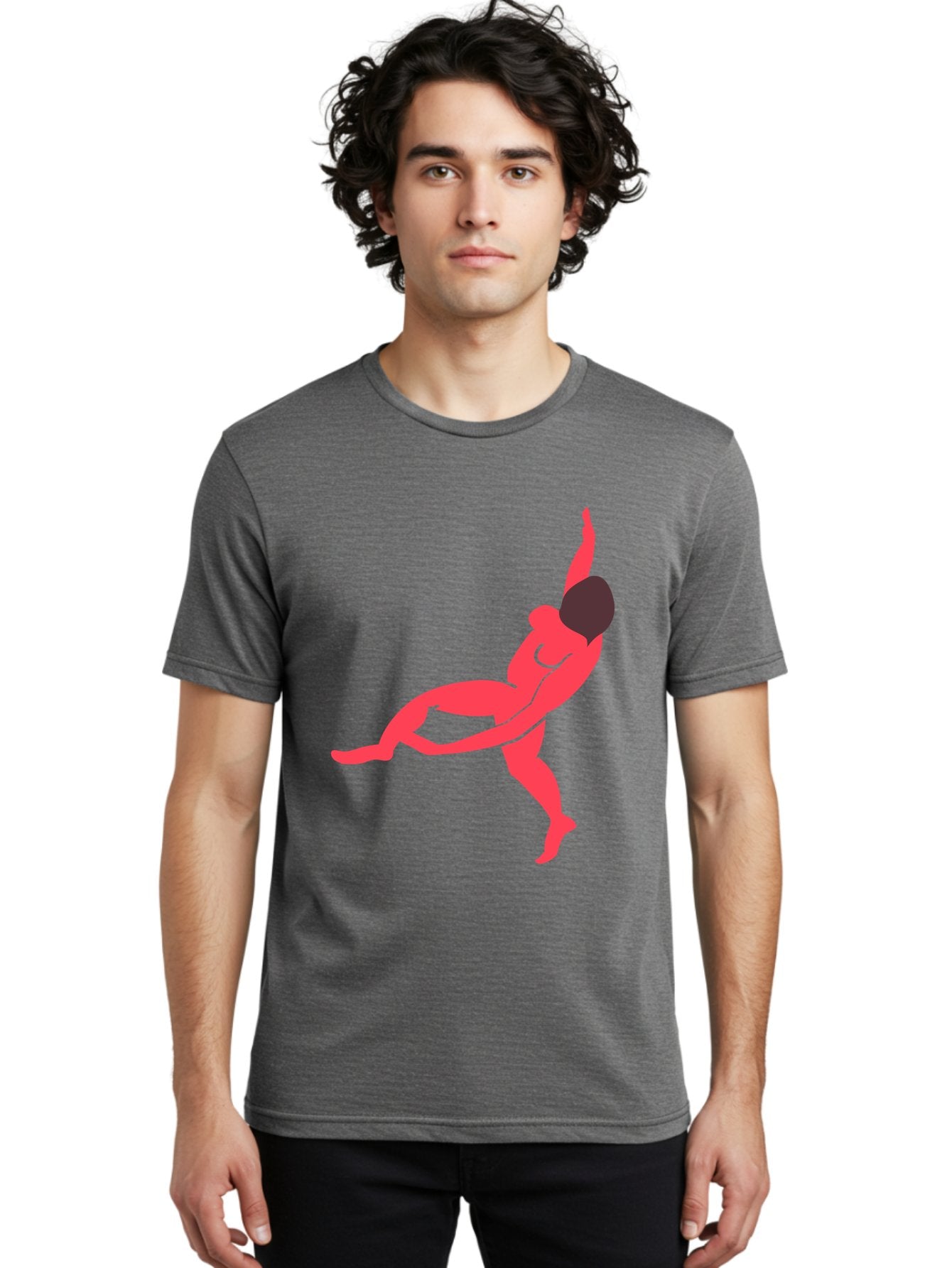 Dancer-4 Men'S Graphic Tee, 100% Cotton, Comfortable Casual Summer Wear, Machine Washable, Dancer In Motion, Flexible Pose, Dynamic Movement, Red Silhouette, Abstract Art, Contemporary Design, Artistic Expression, Fluid Body, Modern Dance, Aab613 26