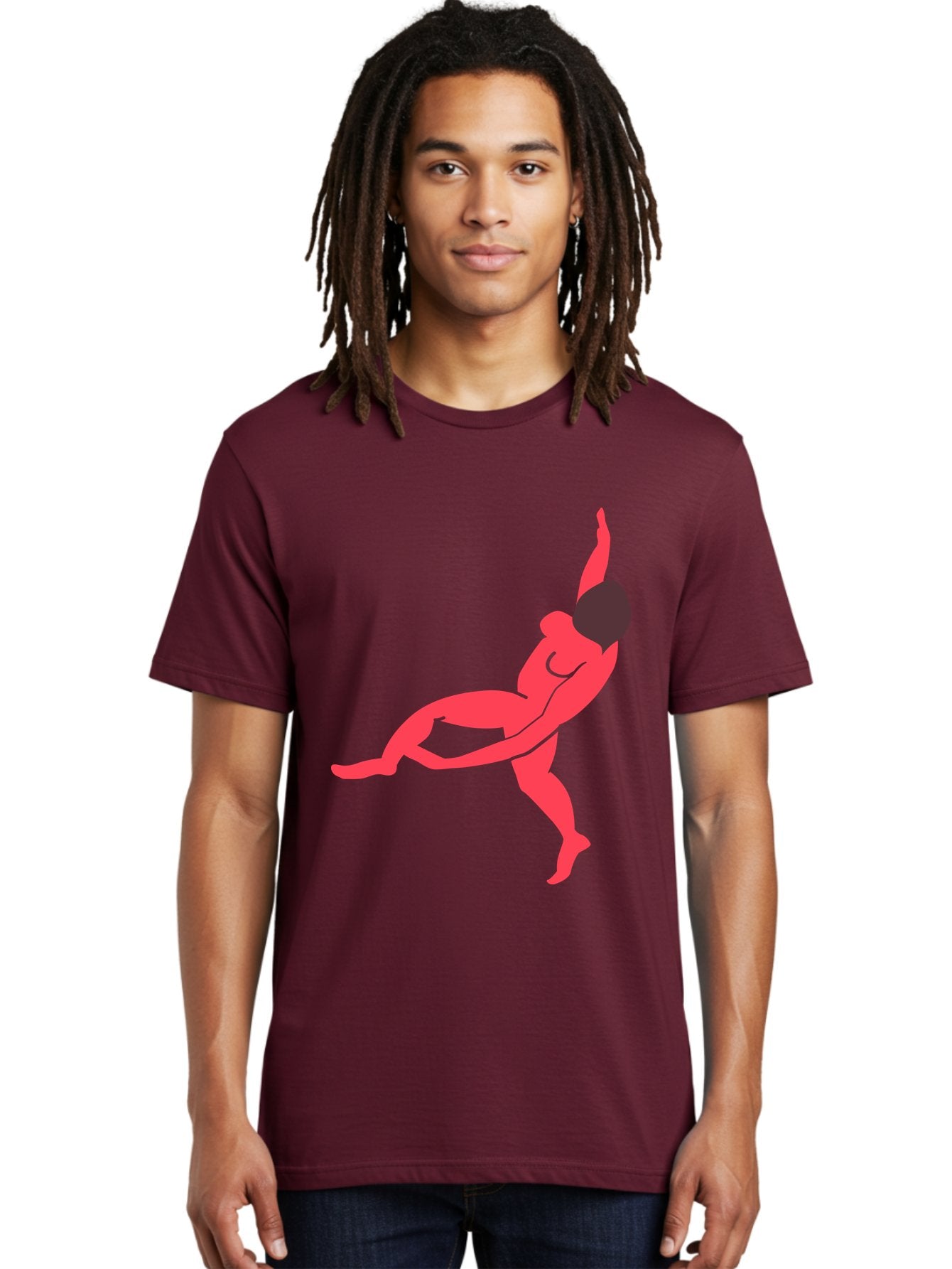 Dancer-4 Men'S Graphic Tee, 100% Cotton, Comfortable Casual Summer Wear, Machine Washable, Dancer In Motion, Flexible Pose, Dynamic Movement, Red Silhouette, Abstract Art, Contemporary Design, Artistic Expression, Fluid Body, Modern Dance, Aab613 24