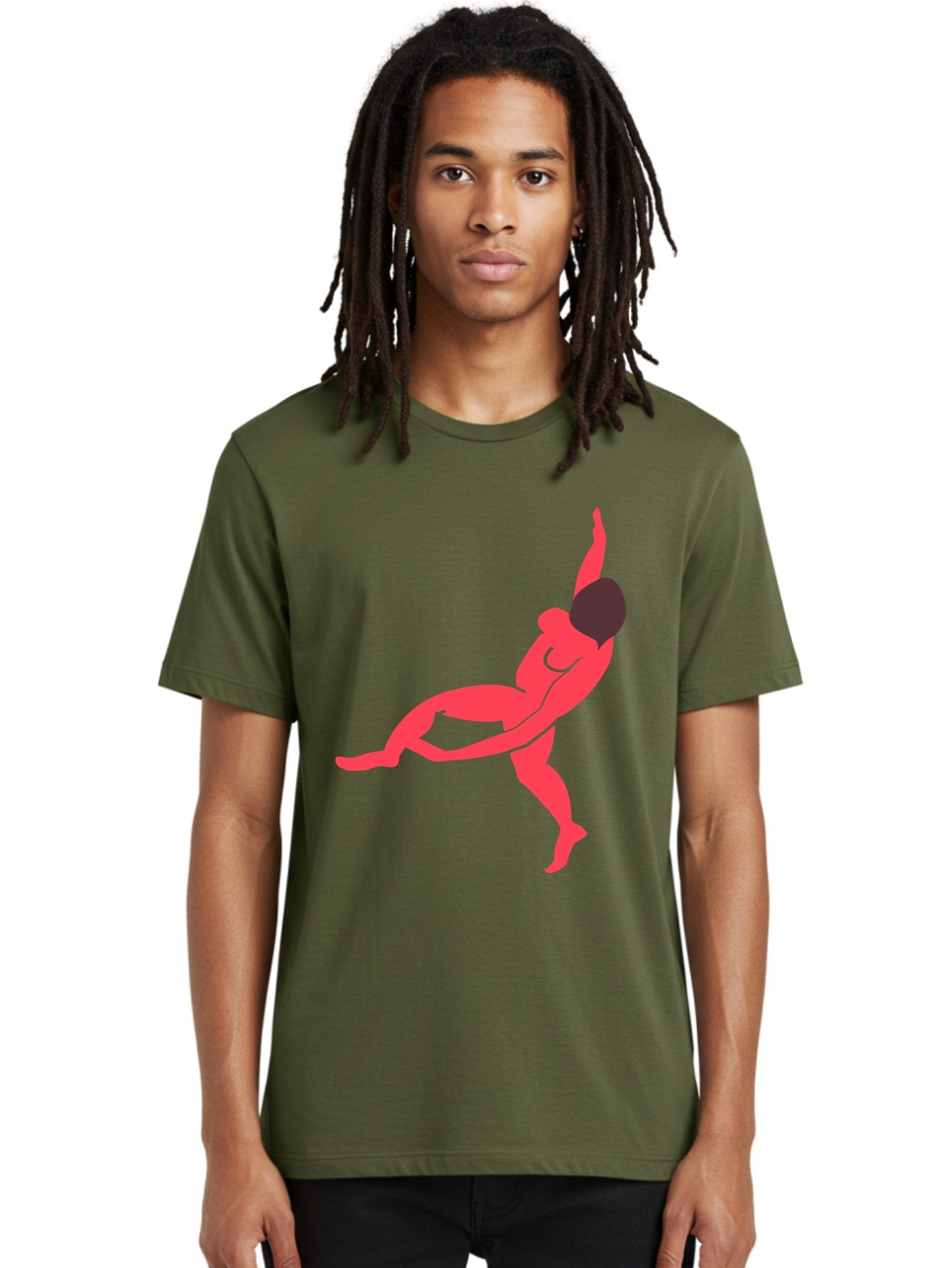 Dancer-4 Men'S Graphic Tee, 100% Cotton, Comfortable Casual Summer Wear, Machine Washable, Dancer In Motion, Flexible Pose, Dynamic Movement, Red Silhouette, Abstract Art, Contemporary Design, Artistic Expression, Fluid Body, Modern Dance, Aab613 23