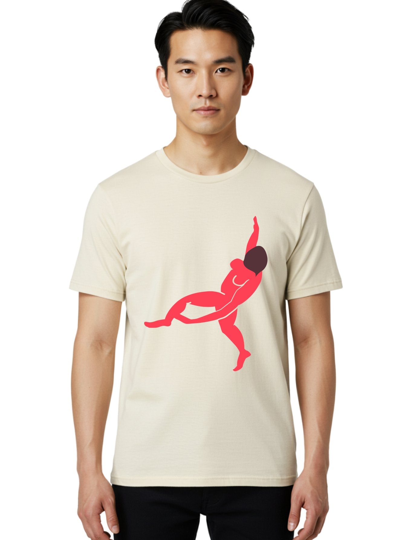 Dancer-4 Men'S Graphic Tee, 100% Cotton, Comfortable Casual Summer Wear, Machine Washable, Dancer In Motion, Flexible Pose, Dynamic Movement, Red Silhouette, Abstract Art, Contemporary Design, Artistic Expression, Fluid Body, Modern Dance, Aab613 17