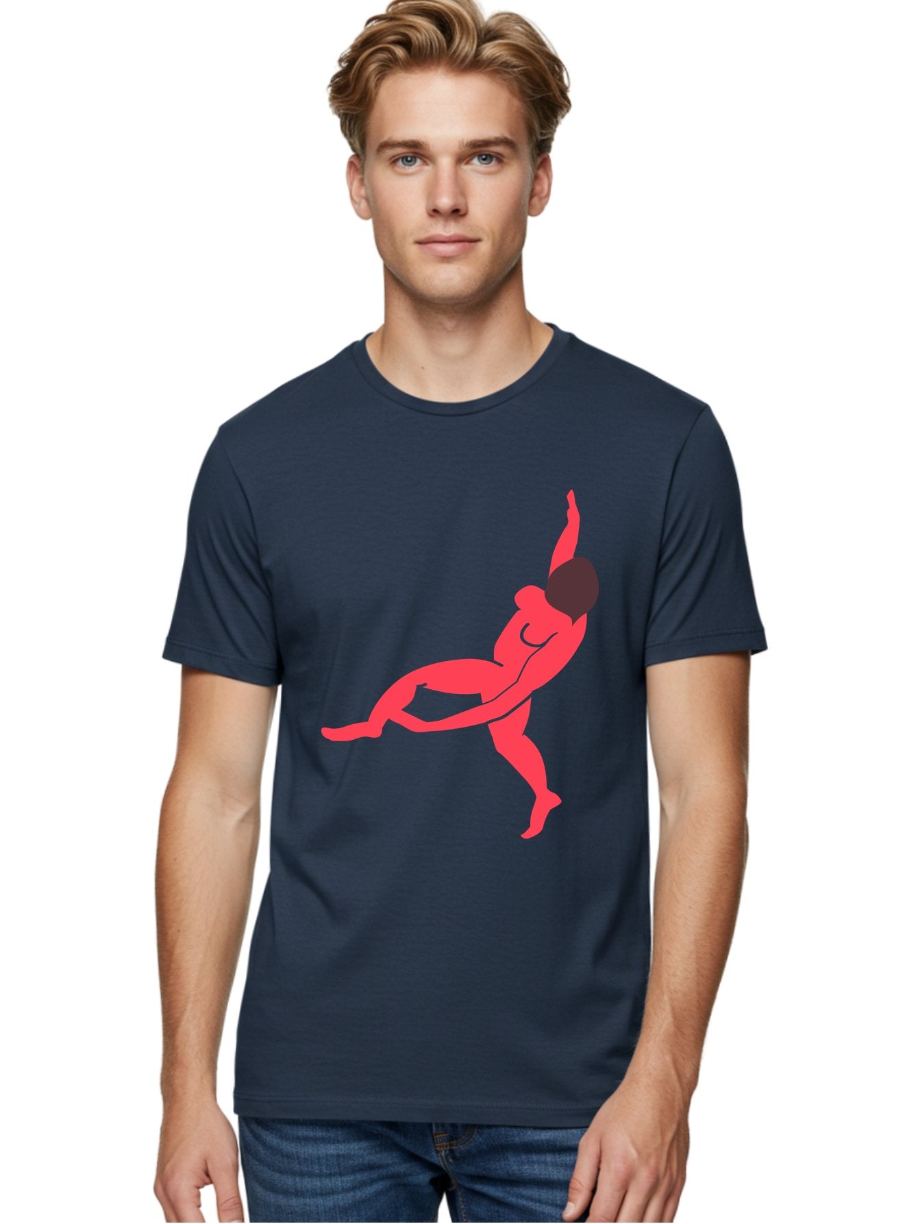 Dancer-4 Men'S Graphic Tee, 100% Cotton, Comfortable Casual Summer Wear, Machine Washable, Dancer In Motion, Flexible Pose, Dynamic Movement, Red Silhouette, Abstract Art, Contemporary Design, Artistic Expression, Fluid Body, Modern Dance, Aab613 19