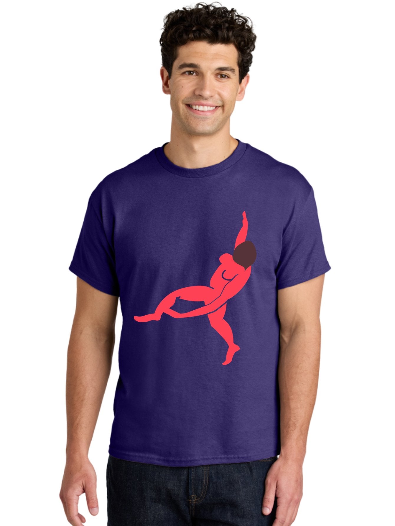 Dancer-4 Men'S Graphic Tee, 100% Cotton, Comfortable Casual Summer Wear, Machine Washable, Dancer In Motion, Flexible Pose, Dynamic Movement, Red Silhouette, Abstract Art, Contemporary Design, Artistic Expression, Fluid Body, Modern Dance, Aab613 16