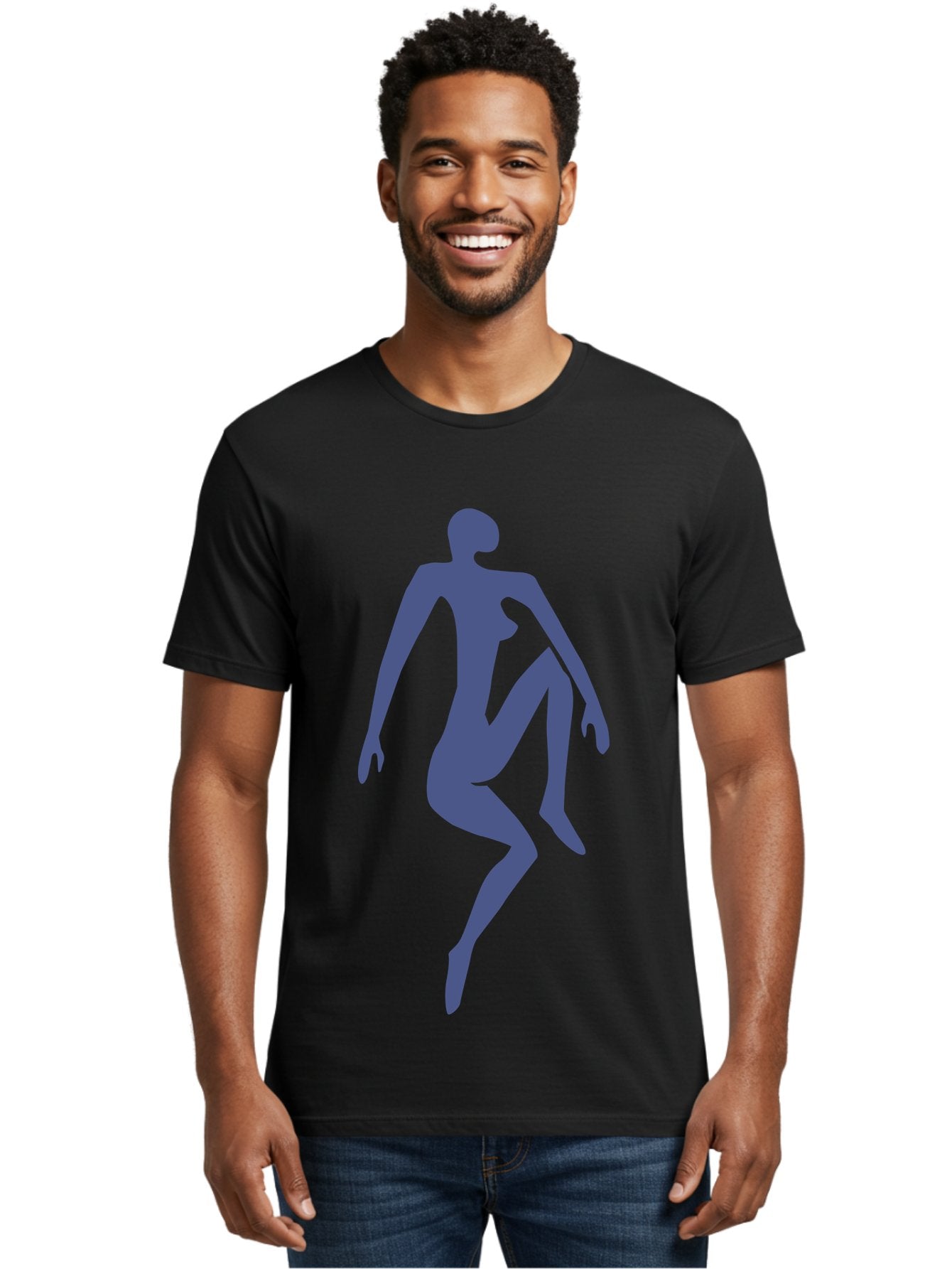 Dancer Men'S Graphic Tee, 100% Cotton, Comfortable Casual Summer Wear, Machine Washable, Nude Silhouette, Abstract Human Figure, Minimalist Art, Modern Sculpture, Elegant Pose, Flowing Lines, Abstract Representation Aab614 27