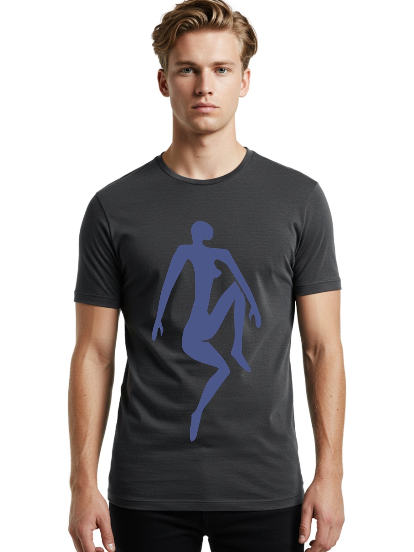Dancer Men'S Graphic Tee, 100% Cotton, Comfortable Casual Summer Wear, Machine Washable, Nude Silhouette, Abstract Human Figure, Minimalist Art, Modern Sculpture, Elegant Pose, Flowing Lines, Abstract Representation Aab614 20