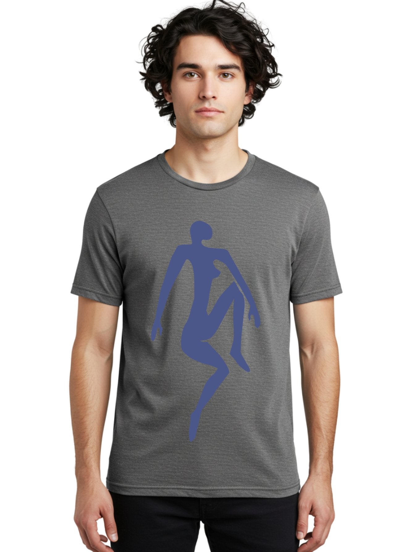 Dancer Men'S Graphic Tee, 100% Cotton, Comfortable Casual Summer Wear, Machine Washable, Nude Silhouette, Abstract Human Figure, Minimalist Art, Modern Sculpture, Elegant Pose, Flowing Lines, Abstract Representation Aab614 22