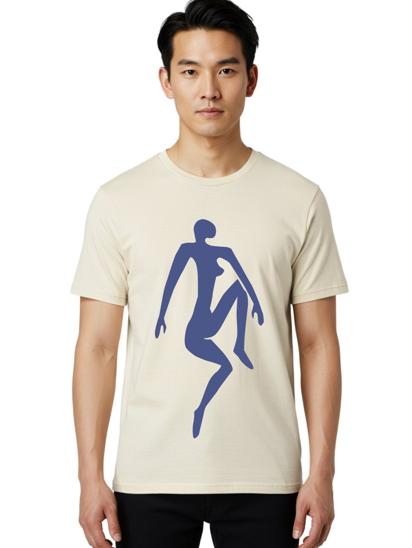 Dancer Men'S Graphic Tee, 100% Cotton, Comfortable Casual Summer Wear, Machine Washable, Nude Silhouette, Abstract Human Figure, Minimalist Art, Modern Sculpture, Elegant Pose, Flowing Lines, Abstract Representation Aab614 16