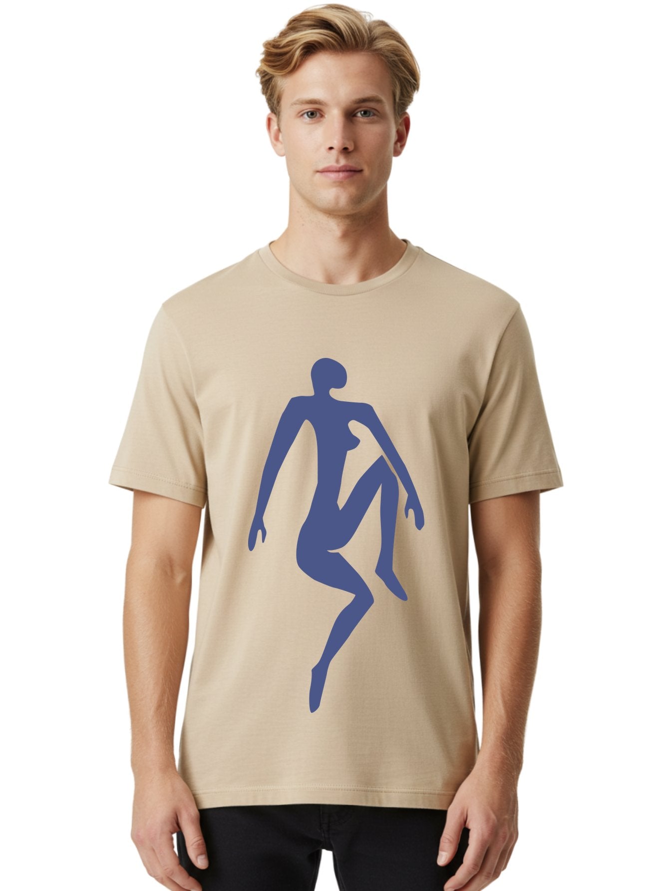 Dancer Men'S Graphic Tee, 100% Cotton, Comfortable Casual Summer Wear, Machine Washable, Nude Silhouette, Abstract Human Figure, Minimalist Art, Modern Sculpture, Elegant Pose, Flowing Lines, Abstract Representation Aab614 30