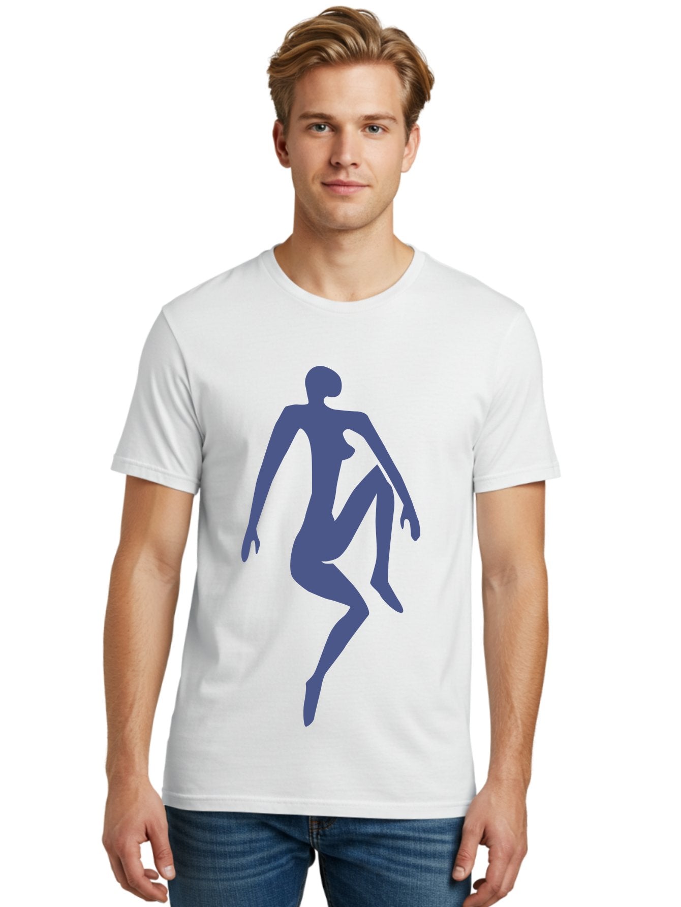 Dancer Men'S Graphic Tee, 100% Cotton, Comfortable Casual Summer Wear, Machine Washable, Nude Silhouette, Abstract Human Figure, Minimalist Art, Modern Sculpture, Elegant Pose, Flowing Lines, Abstract Representation Aab614 18