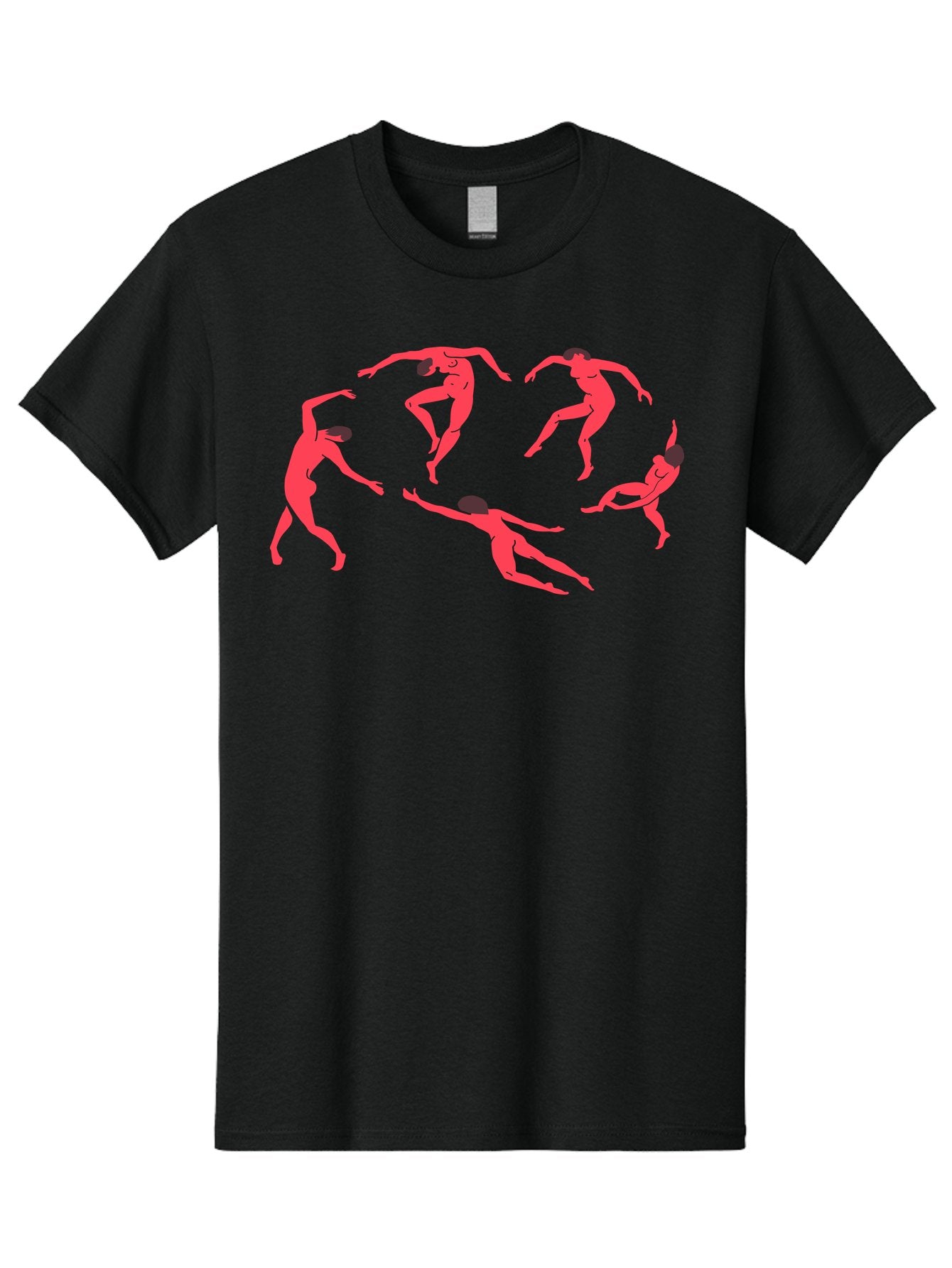 Dancing-Figures-1 Men'S Graphic Tee, 100% Cotton, Comfortable Casual Summer Wear, Machine Washable, Dancing Figures, Dynamic Movement, Neon Pink Silhouettes, Black Hair, Contemporary Dance, Fluid Motion, Abstract Art, Modern Design Aab615 13
