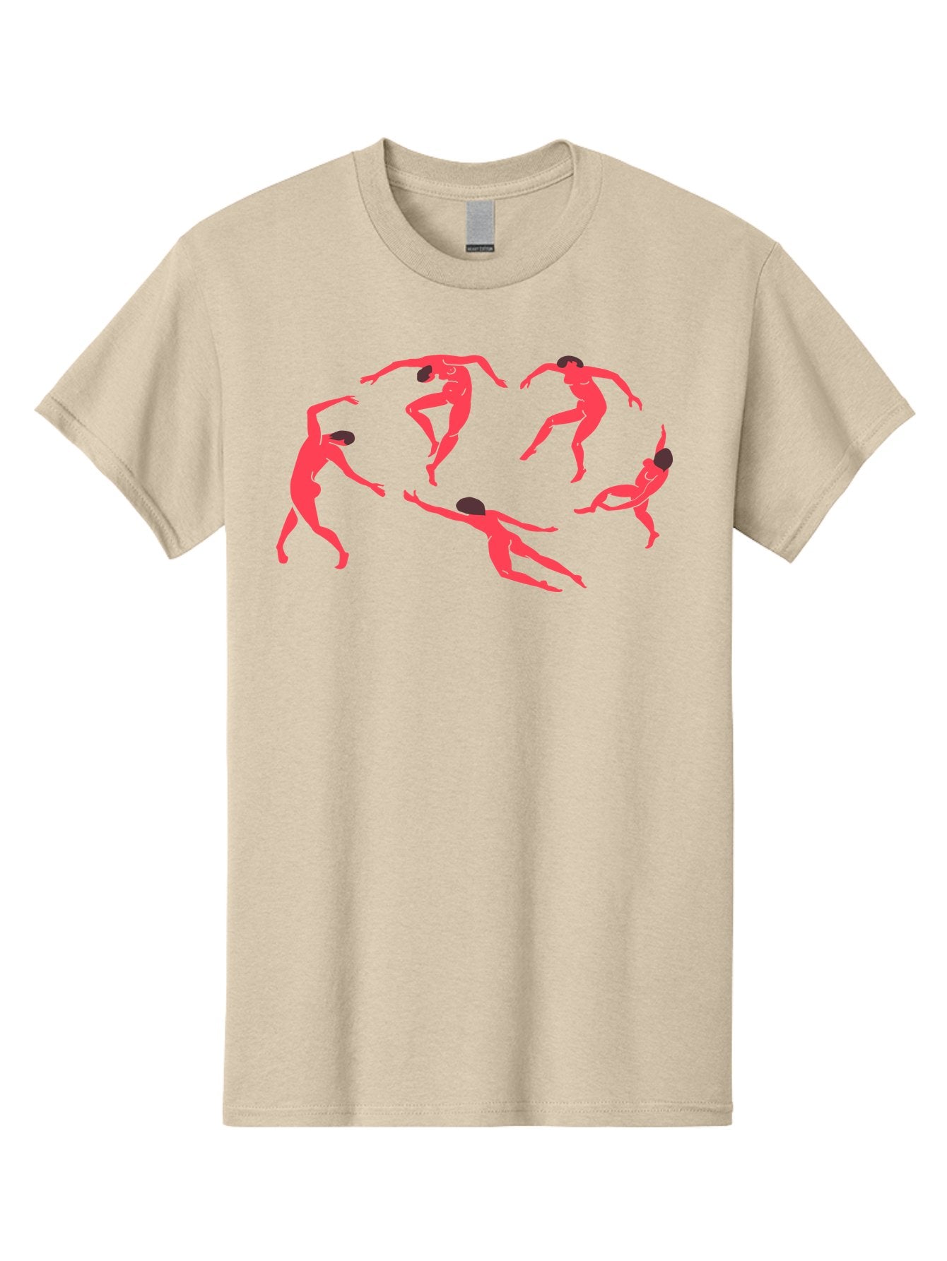 Dancing-Figures-1 Men'S Graphic Tee, 100% Cotton, Comfortable Casual Summer Wear, Machine Washable, Dancing Figures, Dynamic Movement, Neon Pink Silhouettes, Black Hair, Contemporary Dance, Fluid Motion, Abstract Art, Modern Design Aab615 7