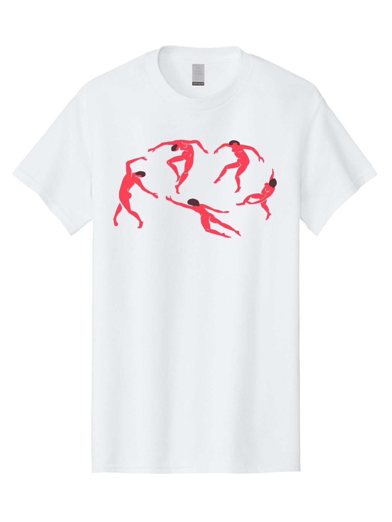 Dancing-Figures-1 Men'S Graphic Tee, 100% Cotton, Comfortable Casual Summer Wear, Machine Washable, Dancing Figures, Dynamic Movement, Neon Pink Silhouettes, Black Hair, Contemporary Dance, Fluid Motion, Abstract Art, Modern Design Aab615 5