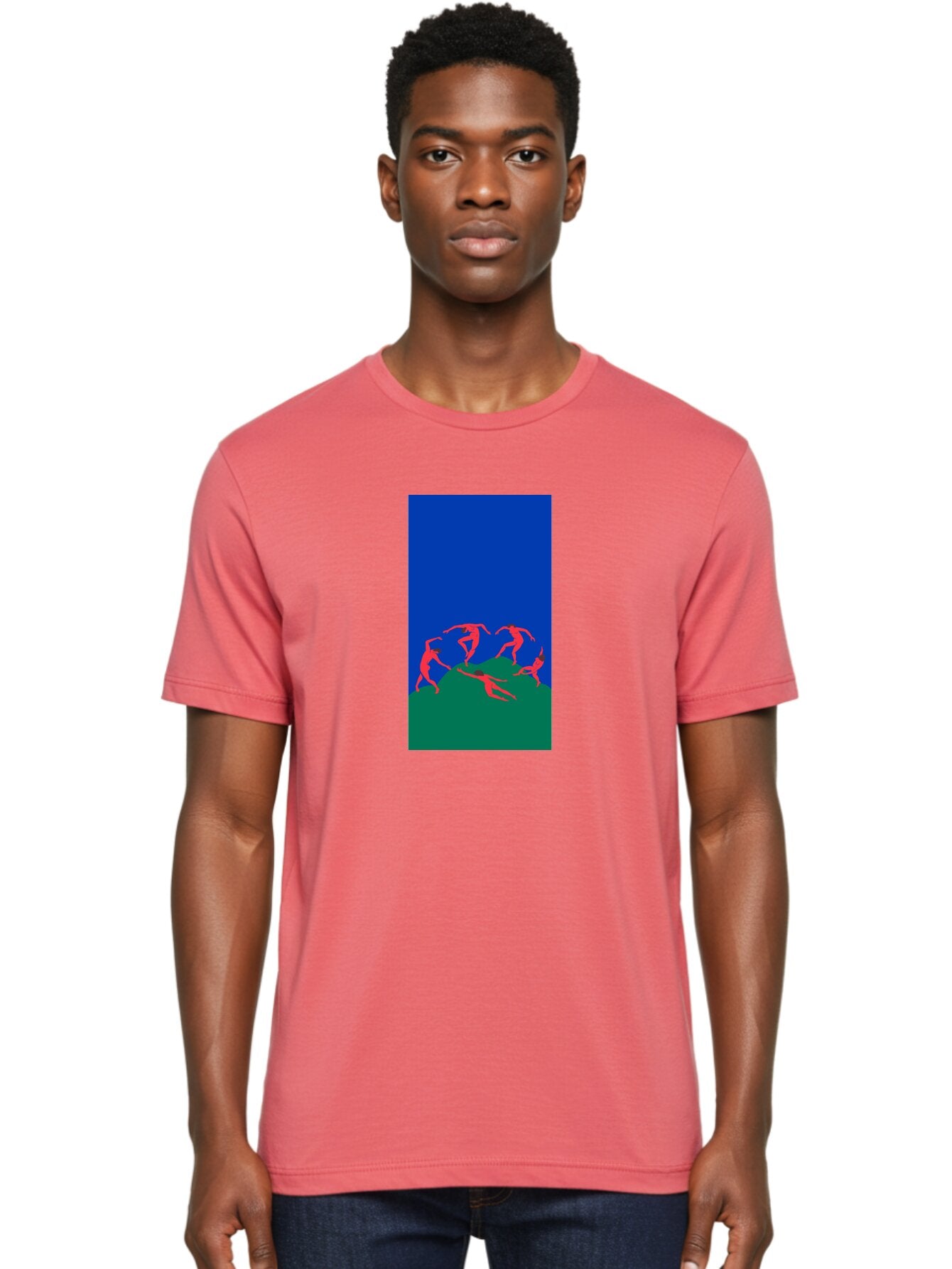 Dancing-Figures Men'S Graphic Tee, 100% Cotton, Comfortable Casual Summer Wear, Machine Washable, Dancing Silhouettes, Abstract Art, Vibrant Colors, Dynamic Movement, Energetic Poses, Artistic Expression, Modern Design, Bold Graphics Aab617 25