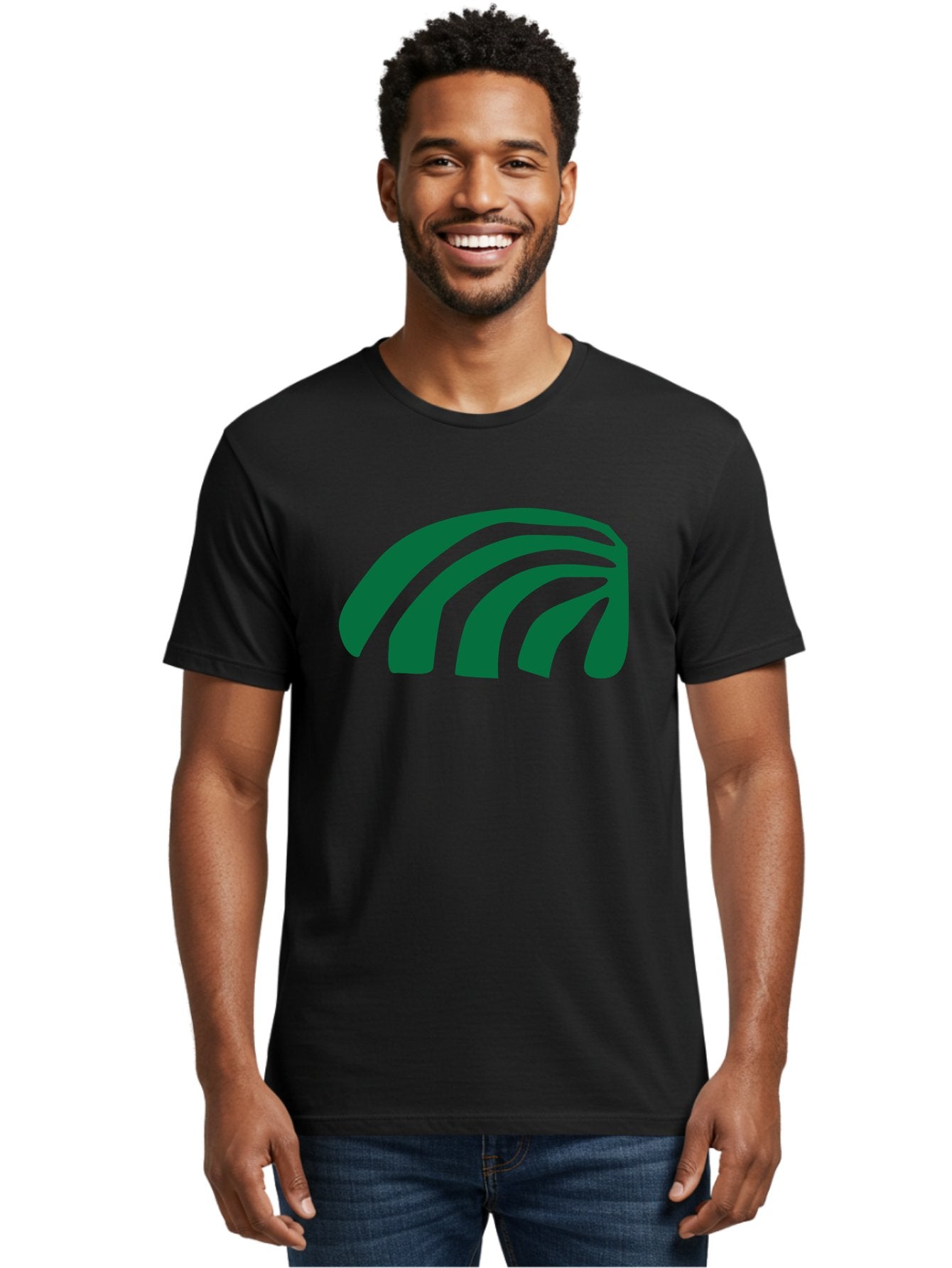 Fanning-Lines Men'S Graphic Tee, 100% Cotton, Comfortable Casual Summer Wear, Machine Washable, Wifi Symbol, Wireless Connectivity, Signal Strength, Dark Green Icon, Modern Design, Abstract Shape Aab618 27