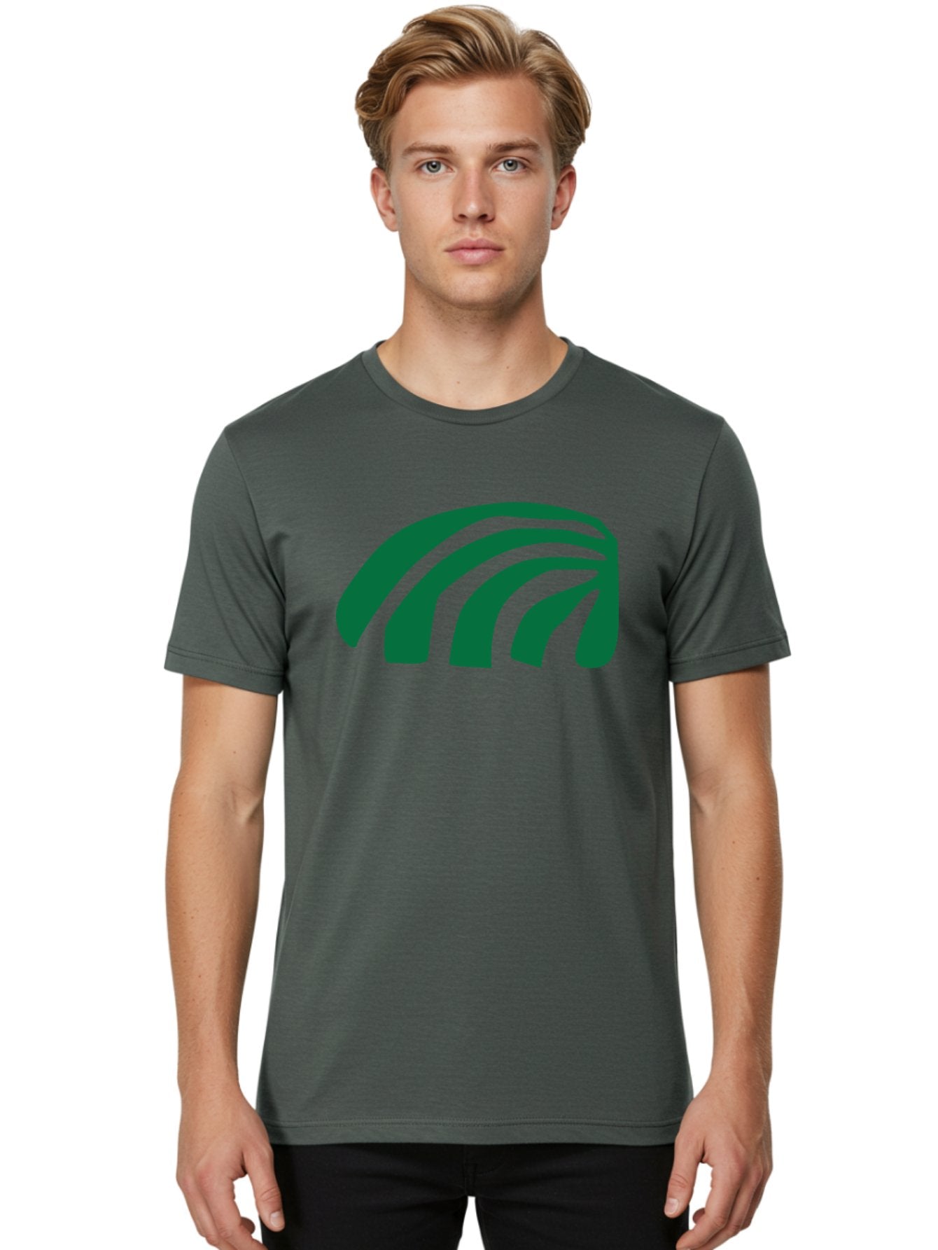 Fanning-Lines Men'S Graphic Tee, 100% Cotton, Comfortable Casual Summer Wear, Machine Washable, Wifi Symbol, Wireless Connectivity, Signal Strength, Dark Green Icon, Modern Design, Abstract Shape Aab618 20