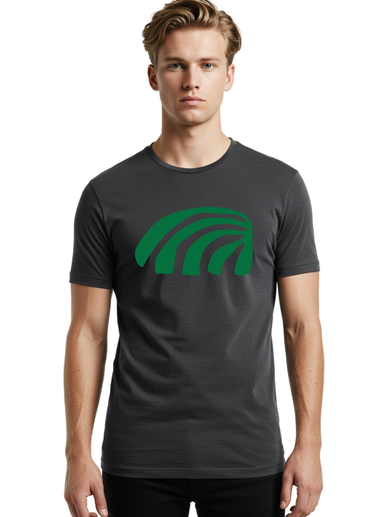 Fanning-Lines Men'S Graphic Tee, 100% Cotton, Comfortable Casual Summer Wear, Machine Washable, Wifi Symbol, Wireless Connectivity, Signal Strength, Dark Green Icon, Modern Design, Abstract Shape Aab618 24