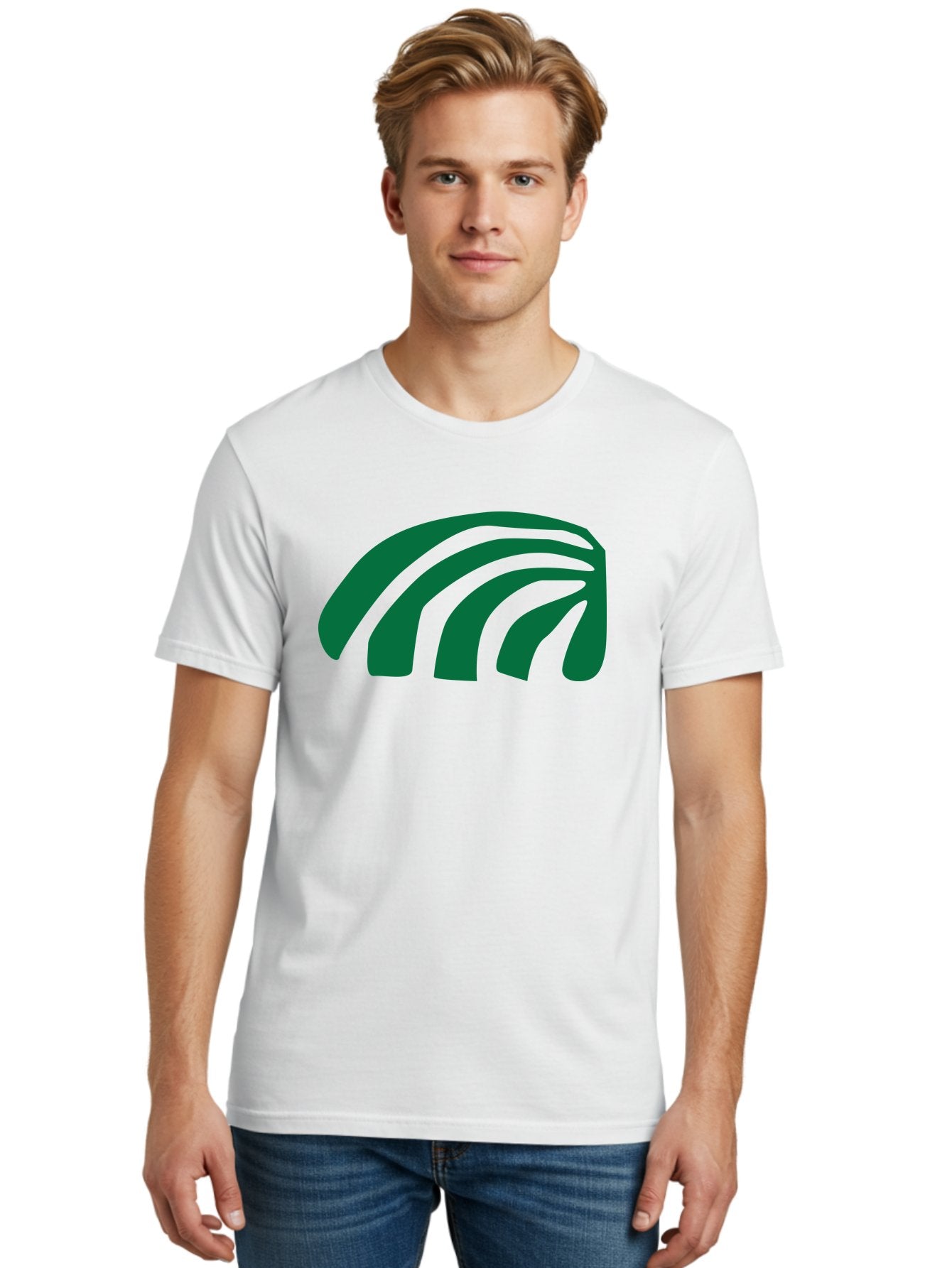 Fanning-Lines Men'S Graphic Tee, 100% Cotton, Comfortable Casual Summer Wear, Machine Washable, Wifi Symbol, Wireless Connectivity, Signal Strength, Dark Green Icon, Modern Design, Abstract Shape Aab618 19