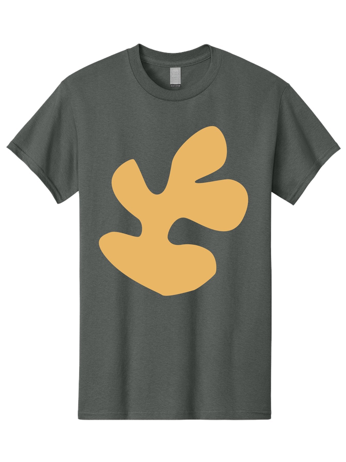 Ginkgo-Leaf Men'S Graphic Tee, 100% Cotton, Comfortable Casual Summer Wear, Machine Washable, Ginko Leaf, Abstract Shape, Minimalist Design, Simple Graphics, Tan Color, Modern Art, Digital Illustration Aab619